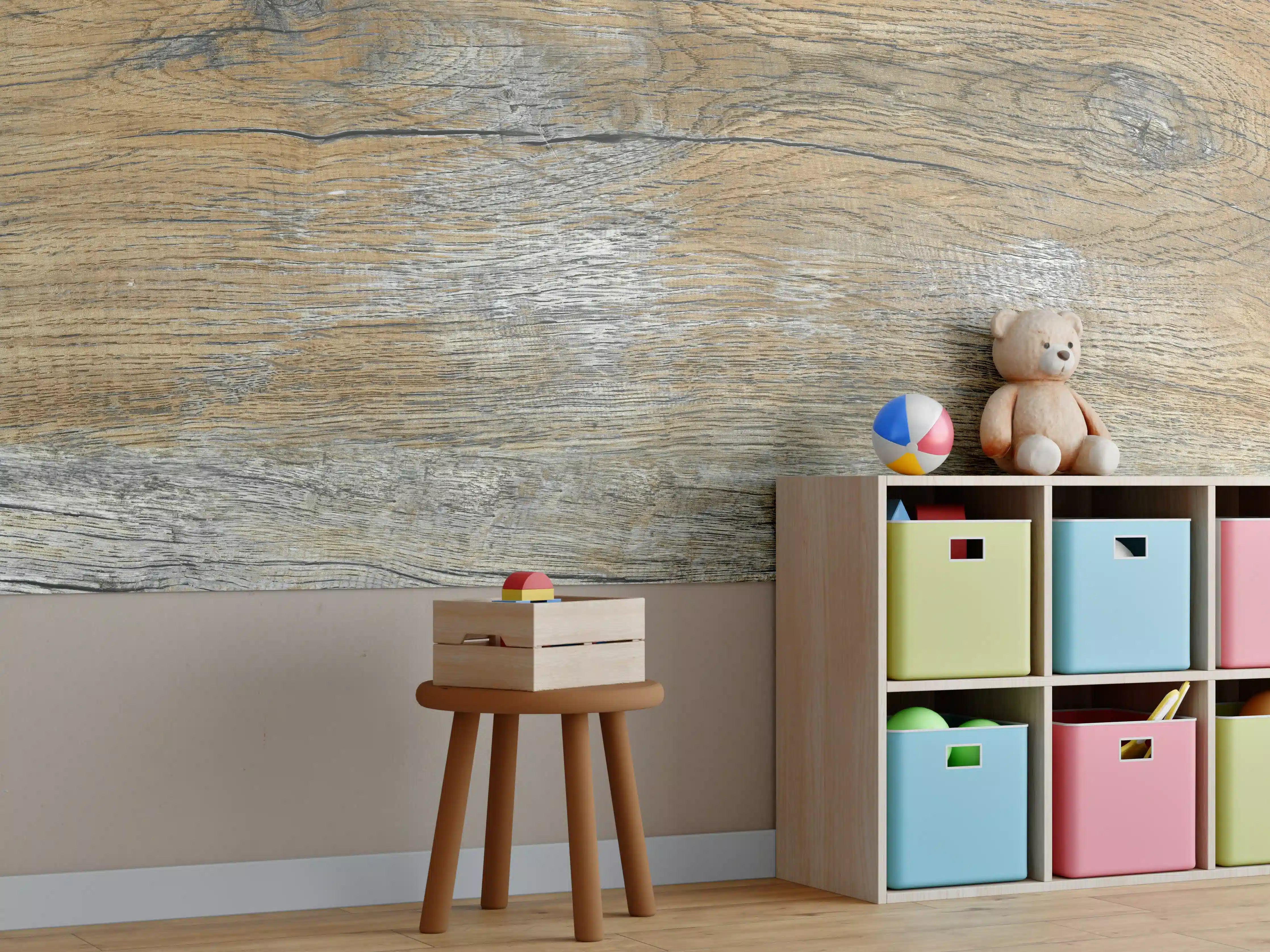 Kinderzimmer Wandgestaltung - Rustikale Holz Textur