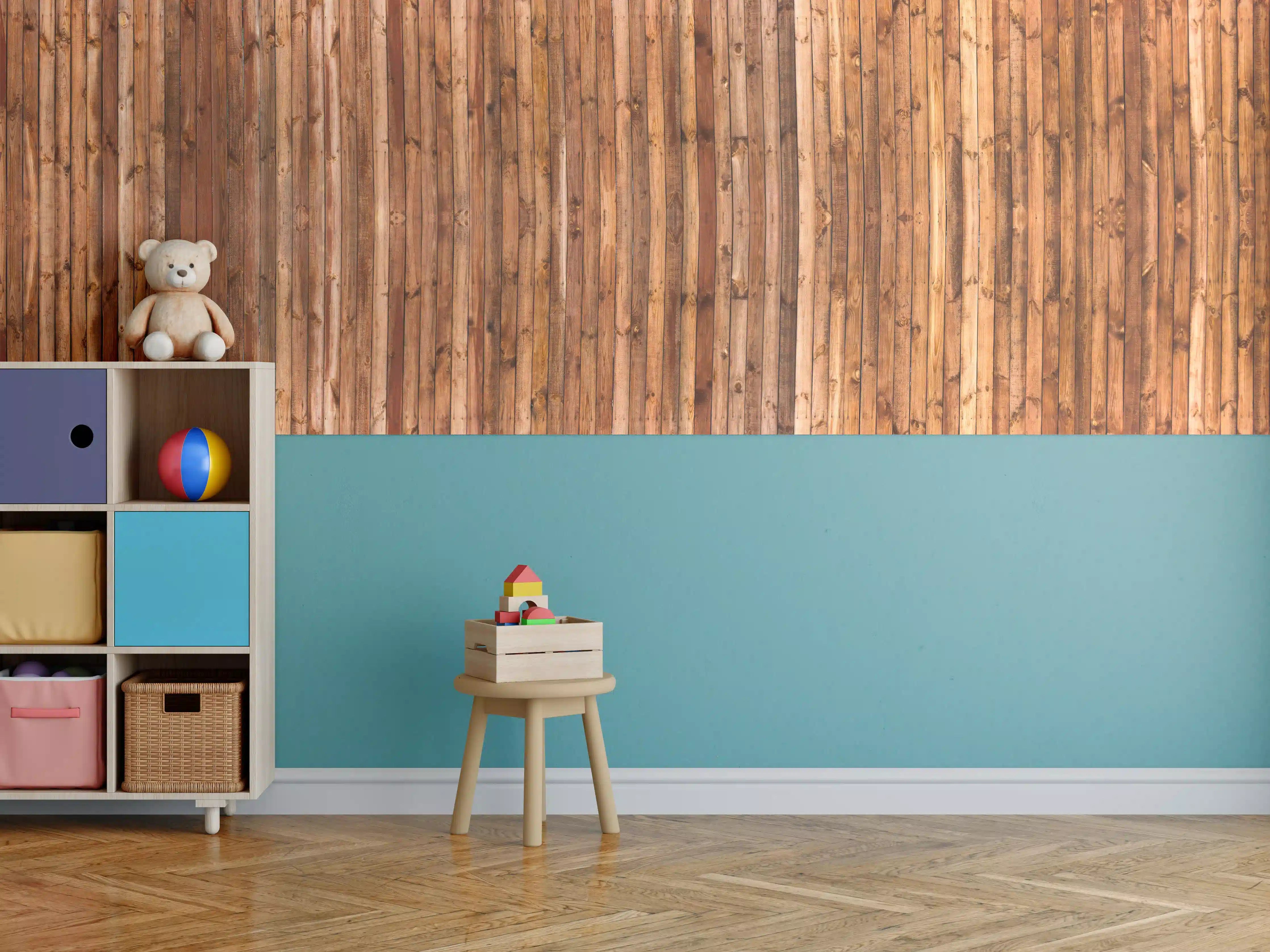 Kinderzimmer Wandgestaltung - Rustikale Holzfassade