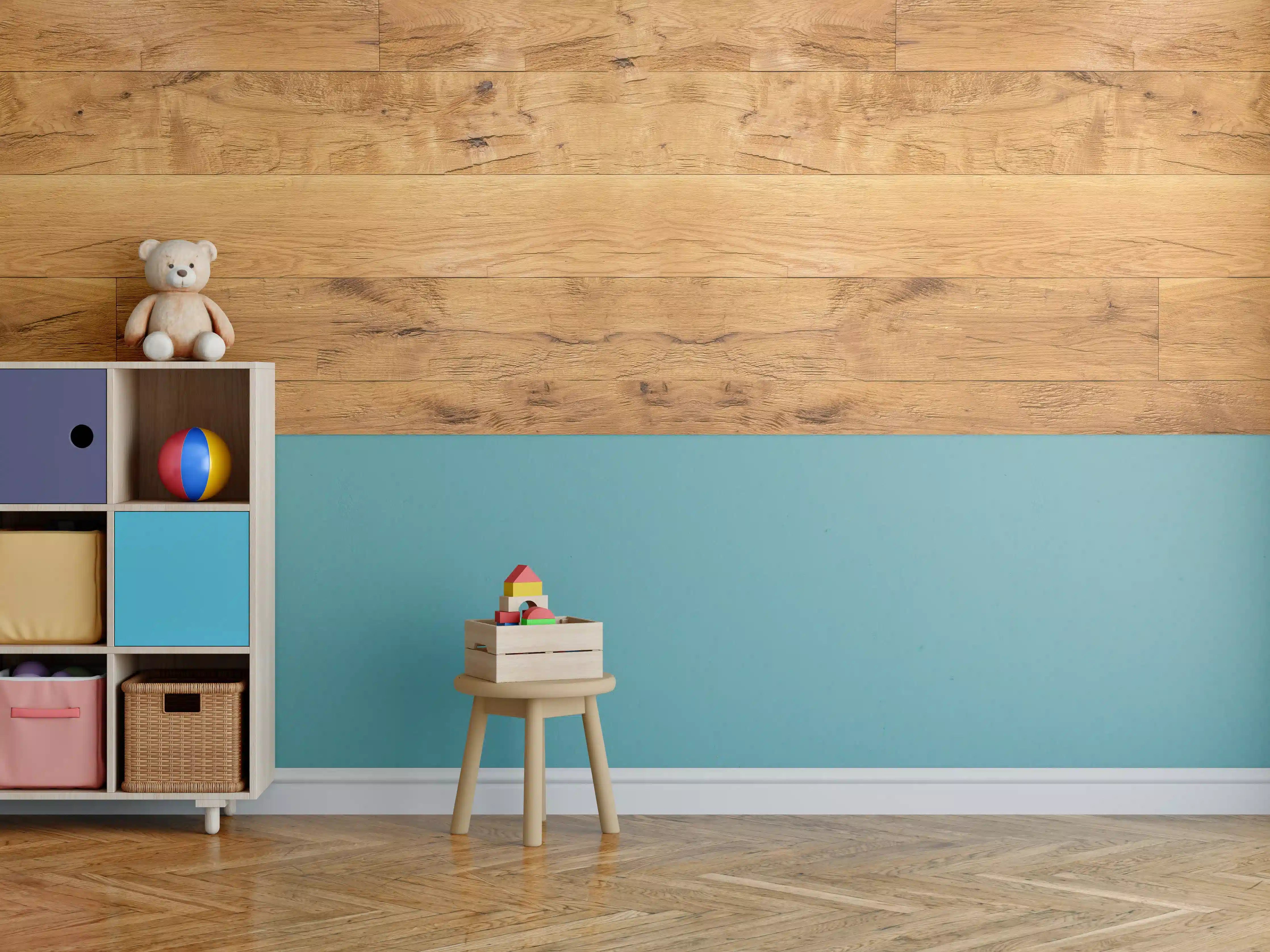 Kinderzimmer Wandgestaltung - Rustikale Holzplatte