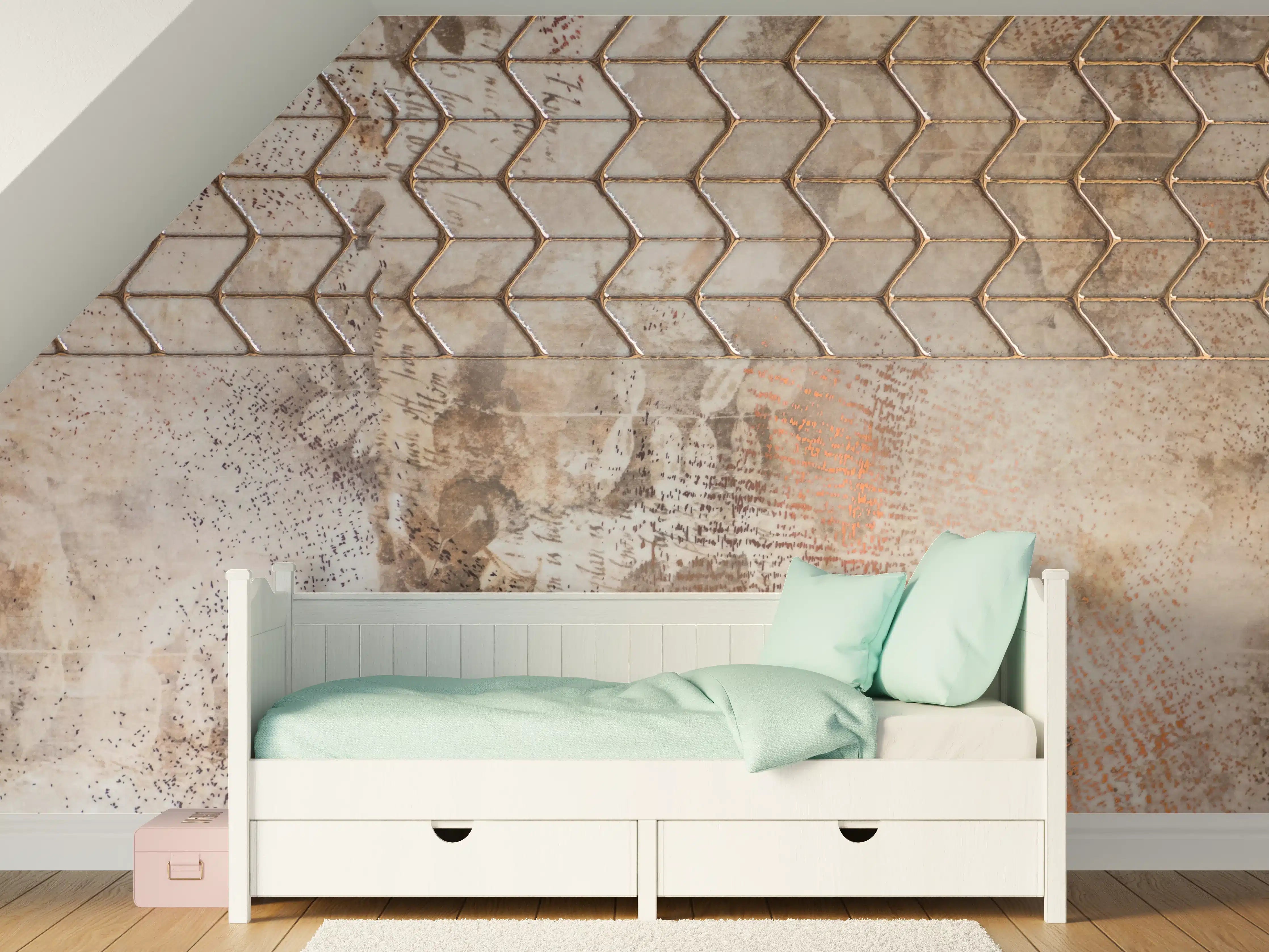 Kinderzimmer Wandgestaltung - Rustikale Metall- und Steinstruktur