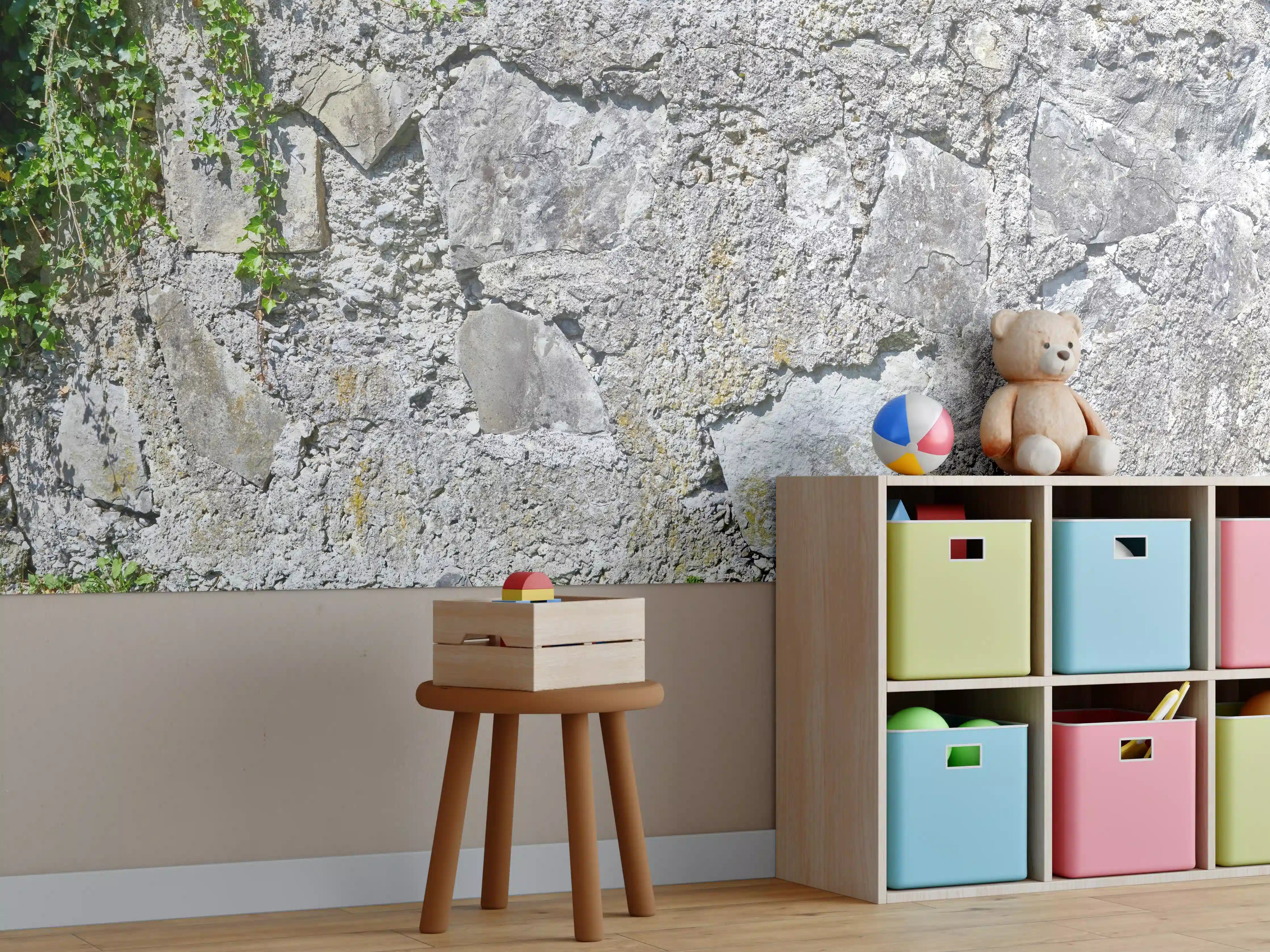 Kinderzimmer Wandgestaltung - Rustikale Schiefermauer