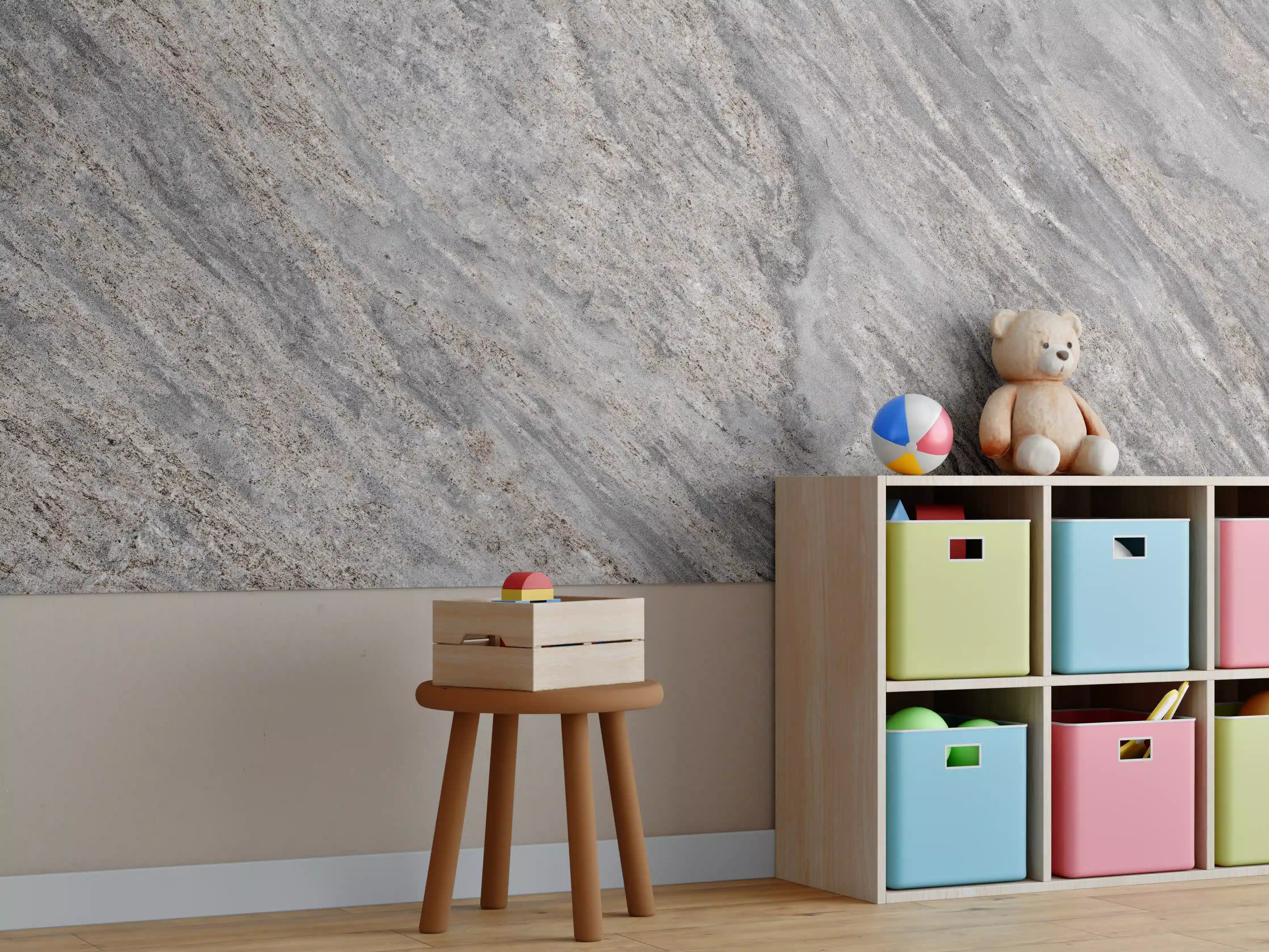 Kinderzimmer Wandgestaltung - Rustikaler grau-brauner Marmor