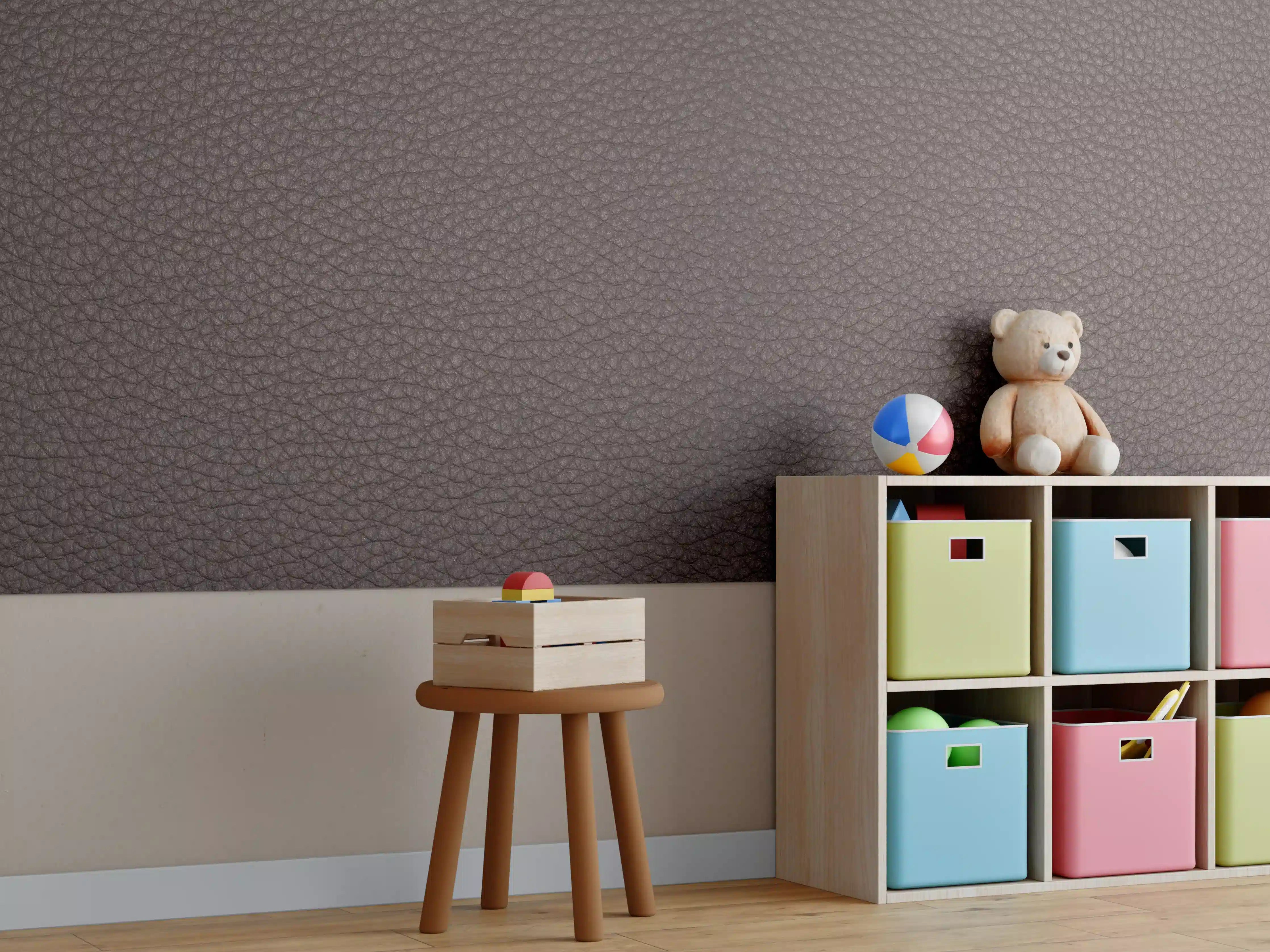 Kinderzimmer Wandgestaltung - Rustikales Dunkelbraun Leder