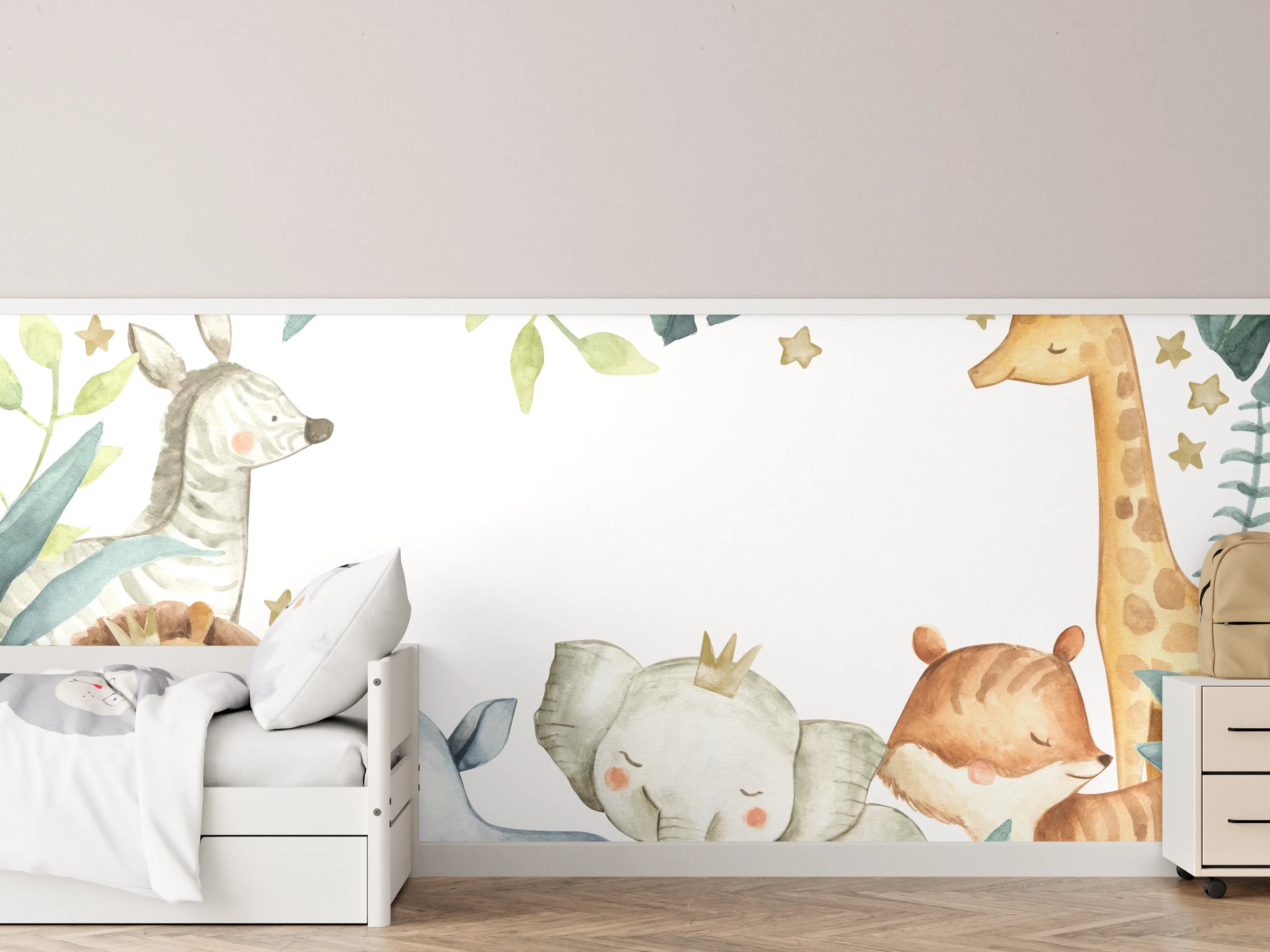 Kinderzimmer Wandgestaltung - Safari Tiere Aquarell 