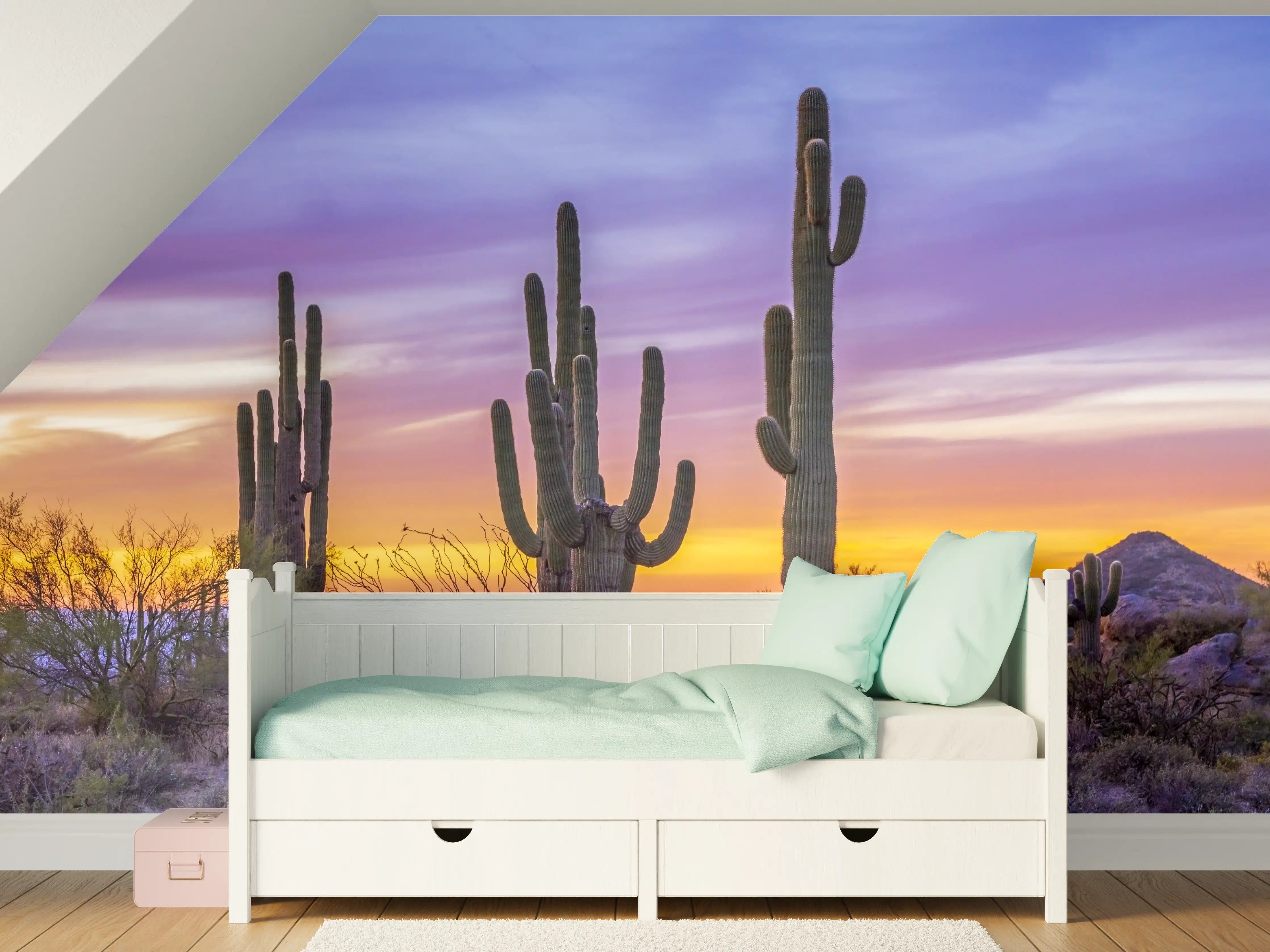 Kinderzimmer Wandgestaltung - Saguaro-Kaktus bei Sonnenuntergang in Arizona