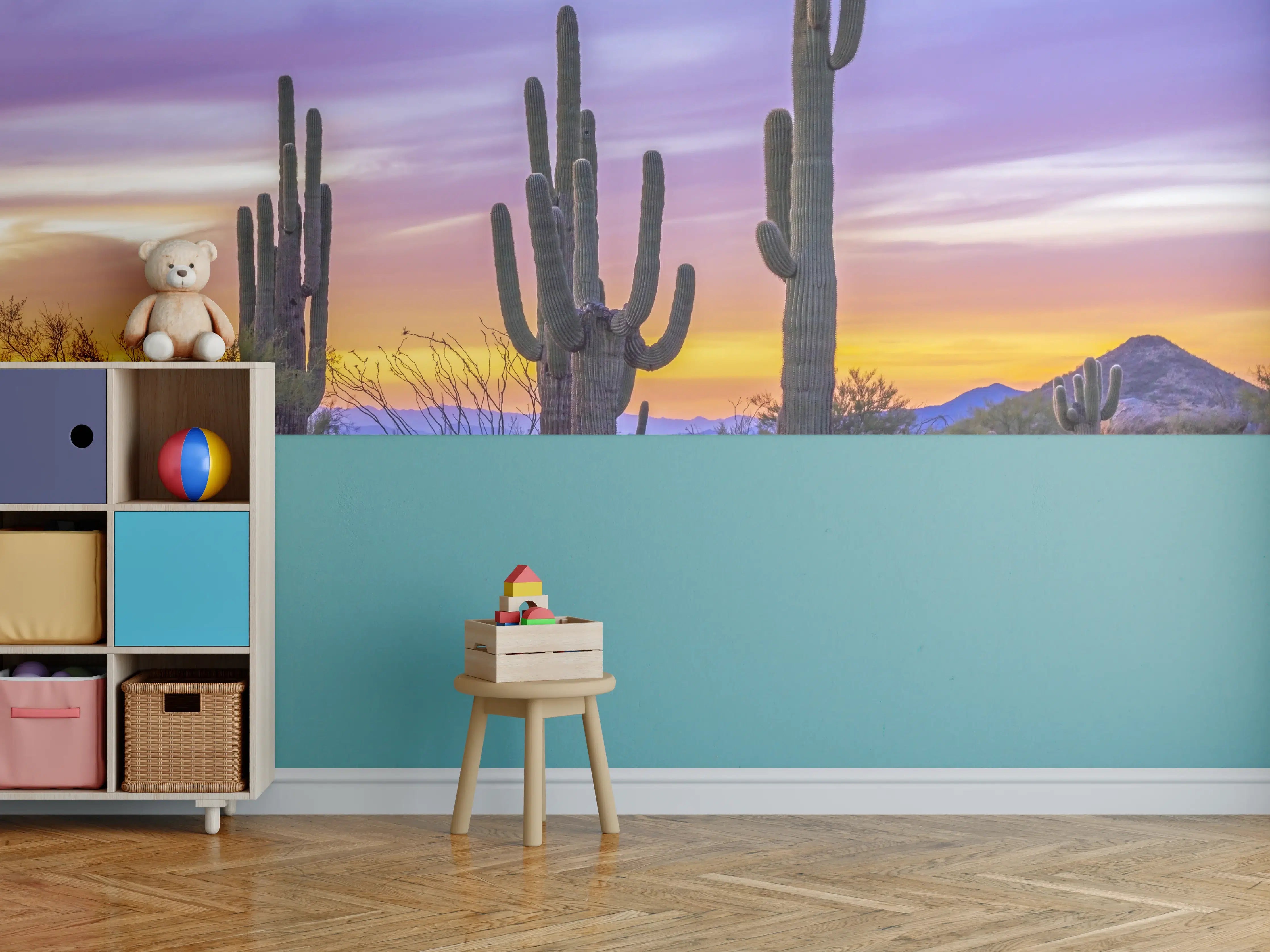 Kinderzimmer Wandgestaltung - Saguaro-Kaktus bei Sonnenuntergang in Arizona