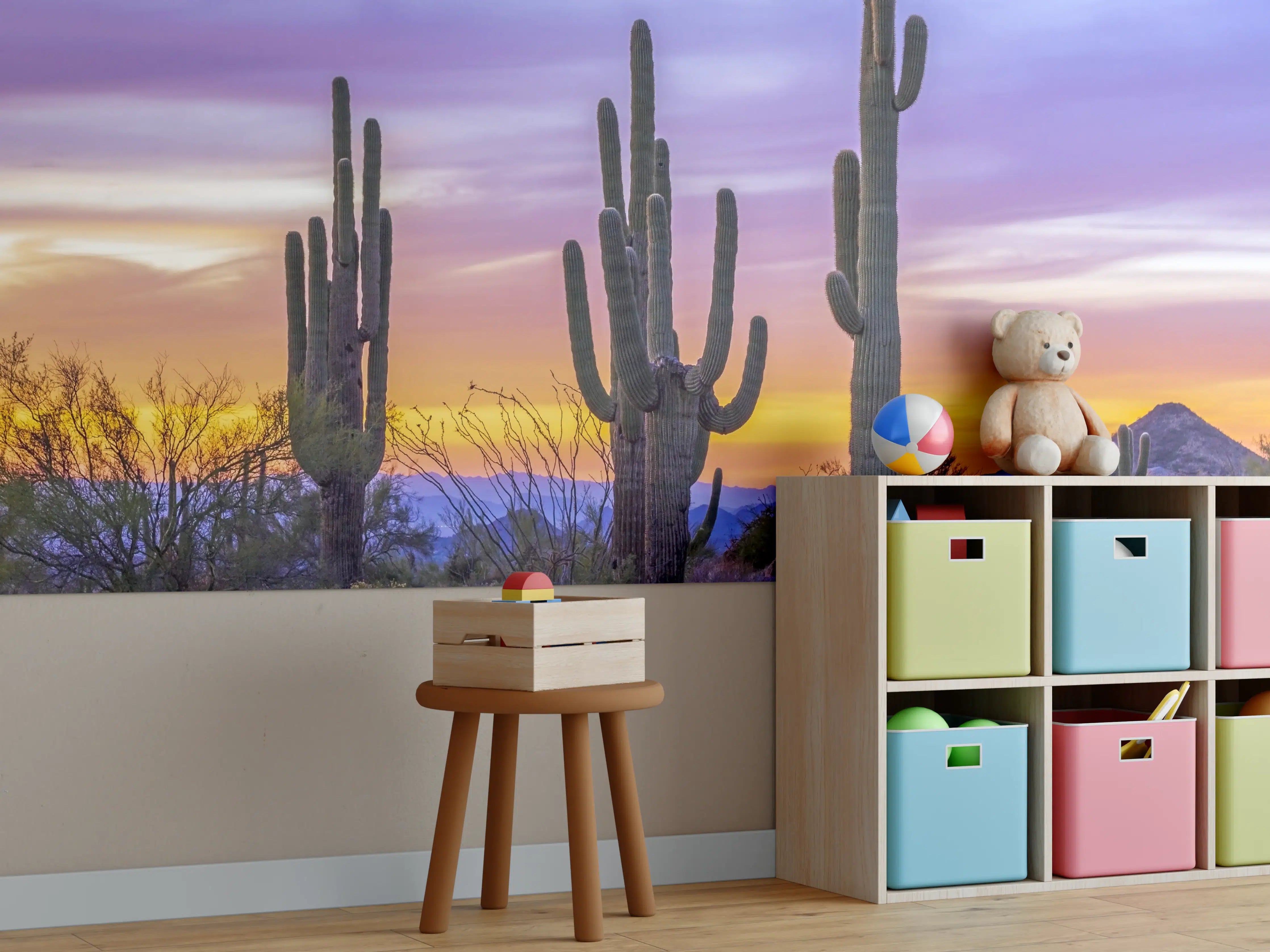Kinderzimmer Wandgestaltung - Saguaro-Kaktus bei Sonnenuntergang in Arizona