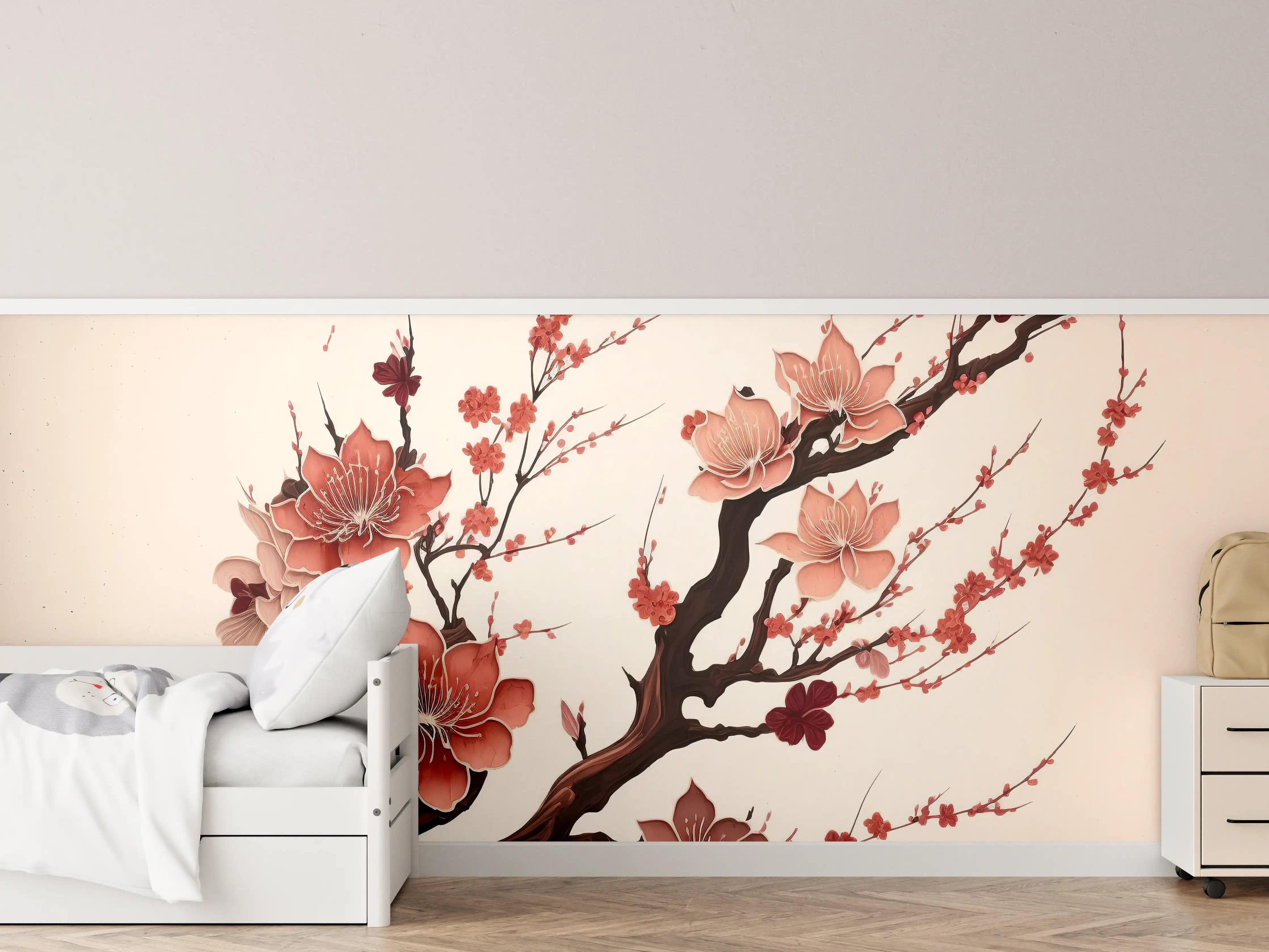 Kinderzimmer Wandgestaltung - Sakura Kirschblüte Aquarell