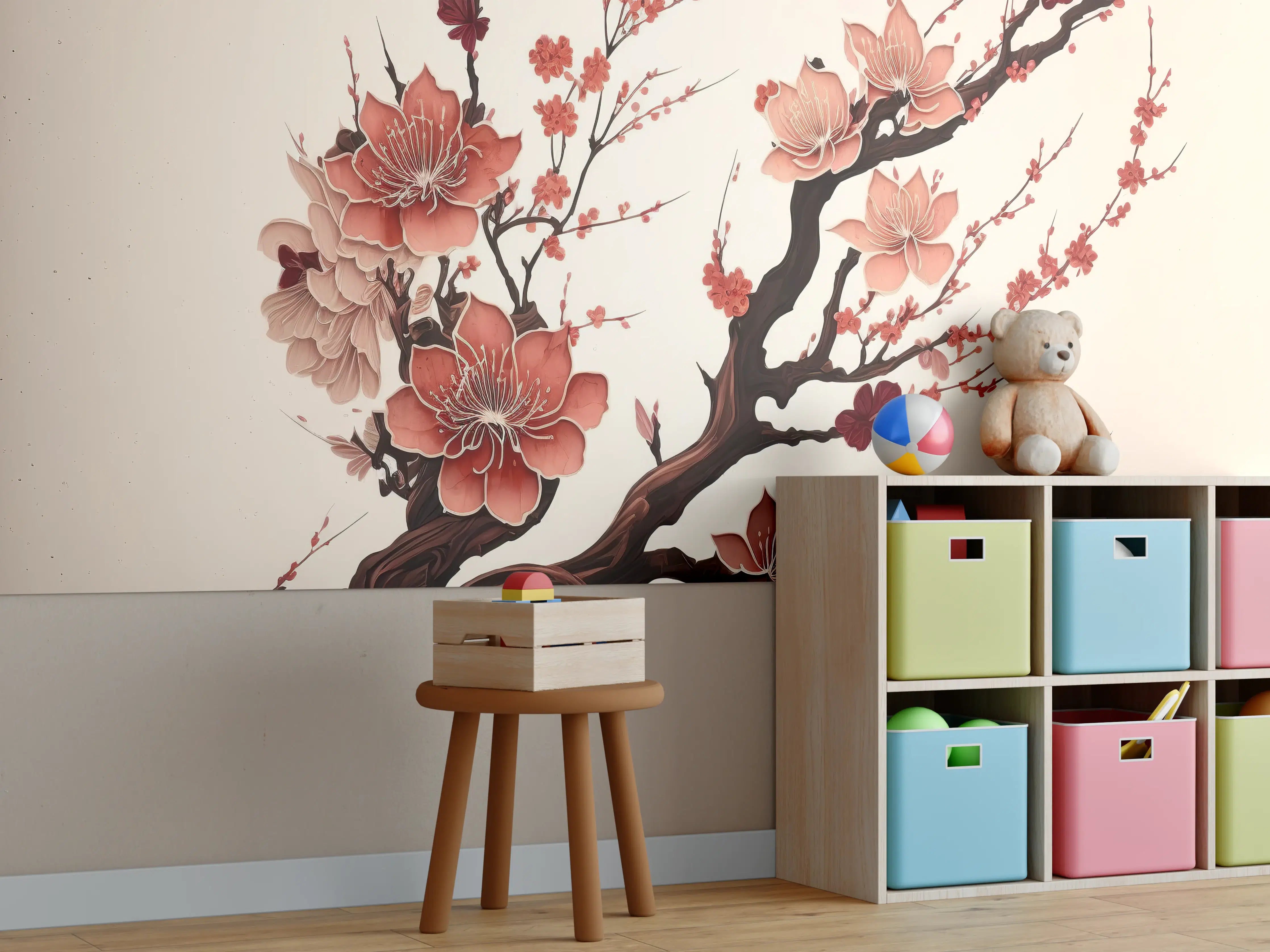 Kinderzimmer Wandgestaltung - Sakura Kirschblüte Aquarell