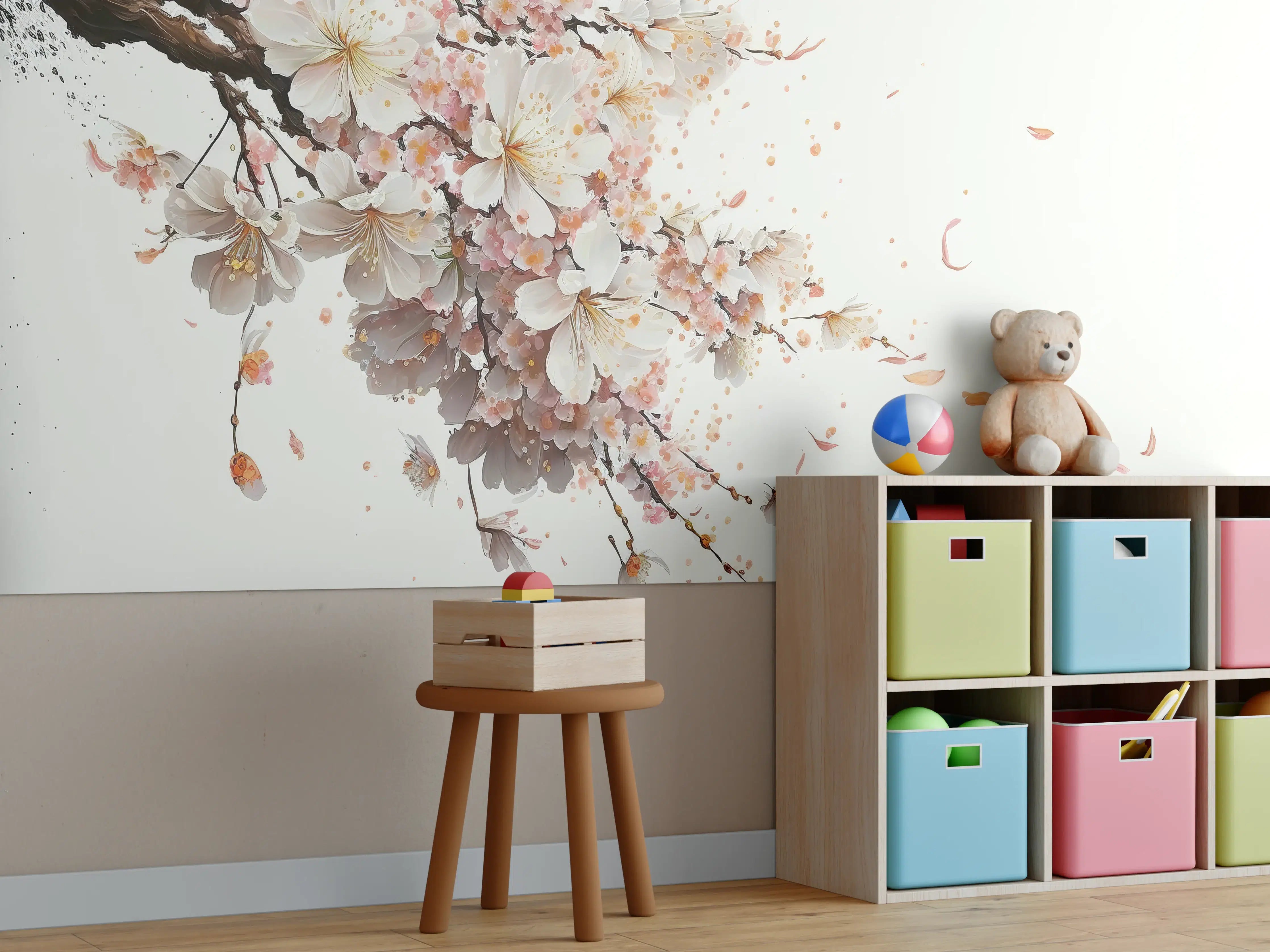 Kinderzimmer Wandgestaltung - Sakura-Kirschblüten-Zweig