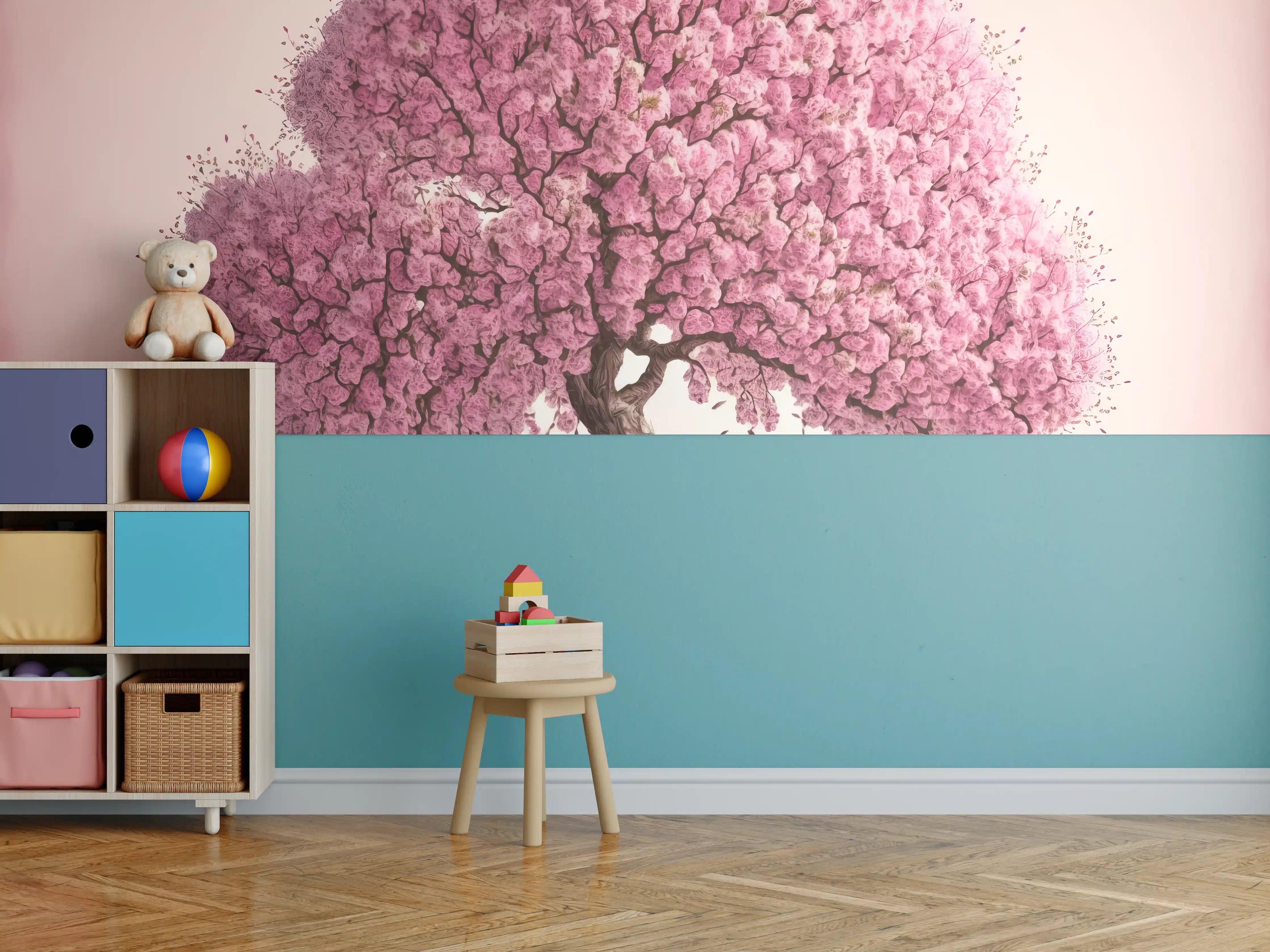 Kinderzimmer Wandgestaltung - Sakura baum - KI generiert