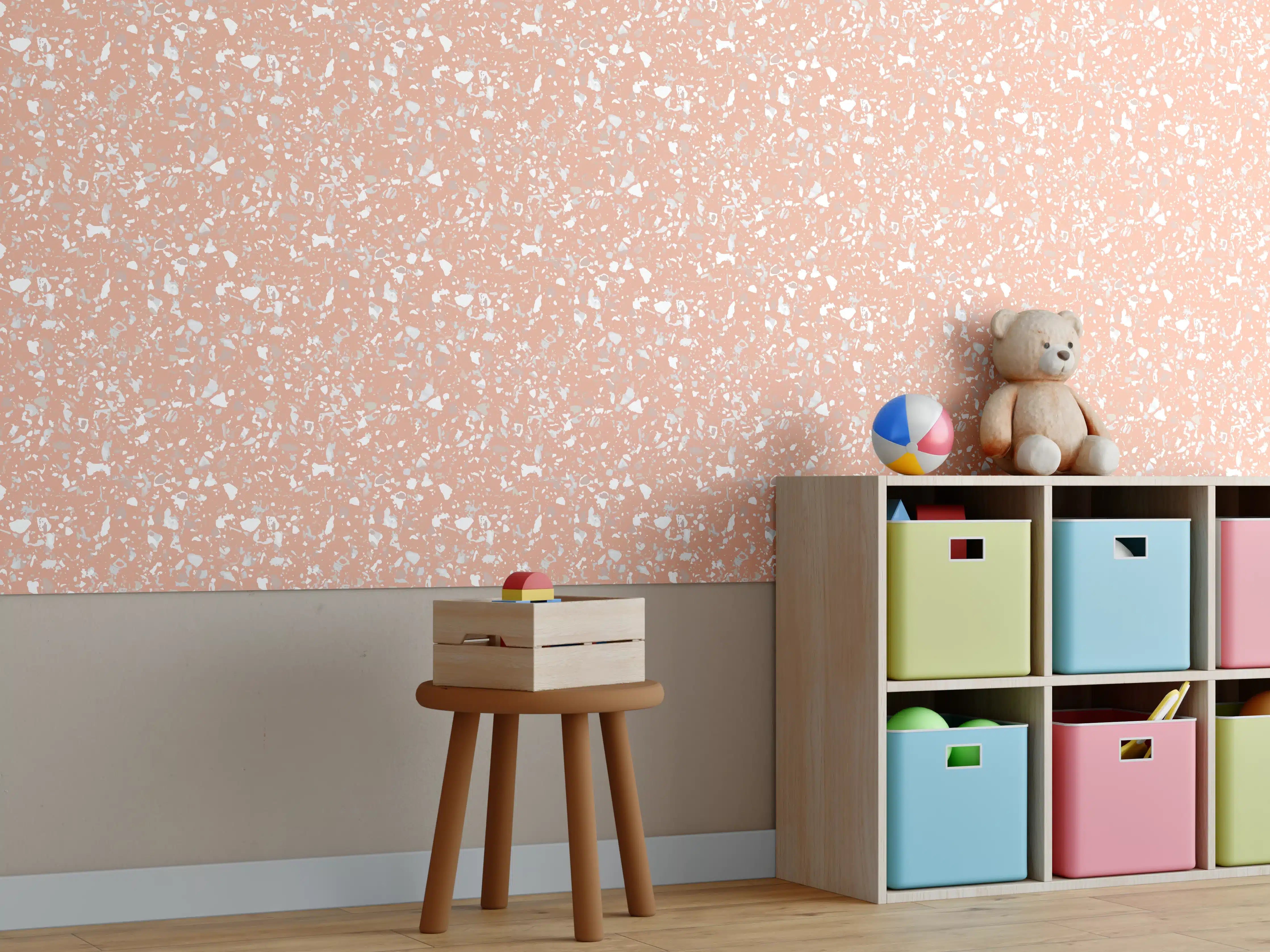 Kinderzimmer Wandgestaltung - Salmone-Terracotta Fliesen mit weißen Akzenten