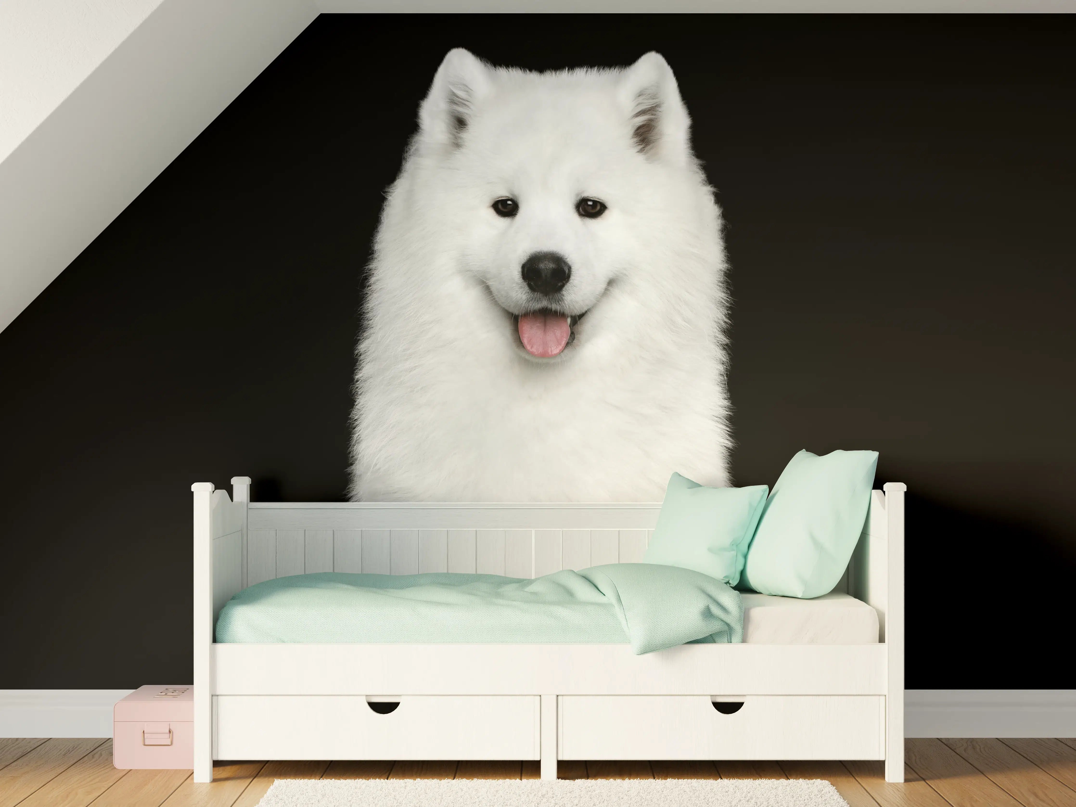 Kinderzimmer Wandgestaltung - Samojeden Hund