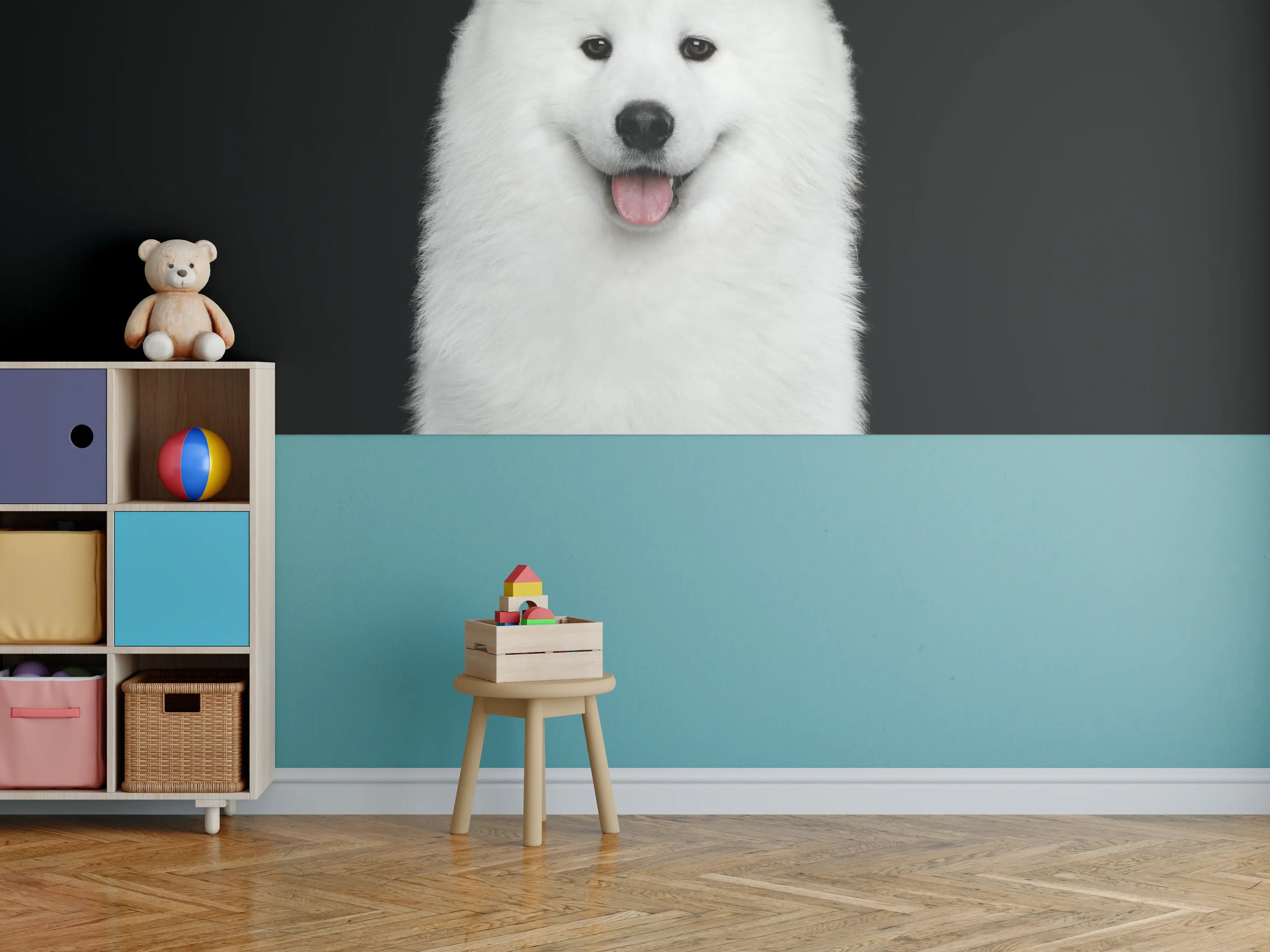 Kinderzimmer Wandgestaltung - Samojeden Hund