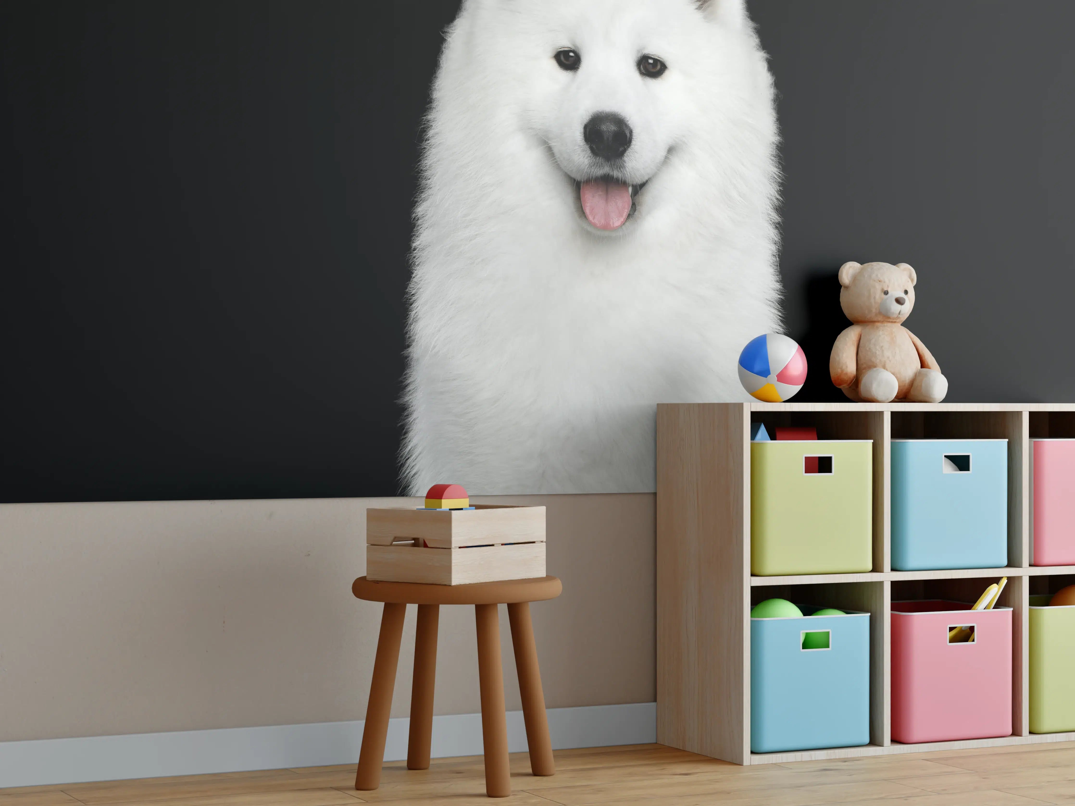 Kinderzimmer Wandgestaltung - Samojeden Hund