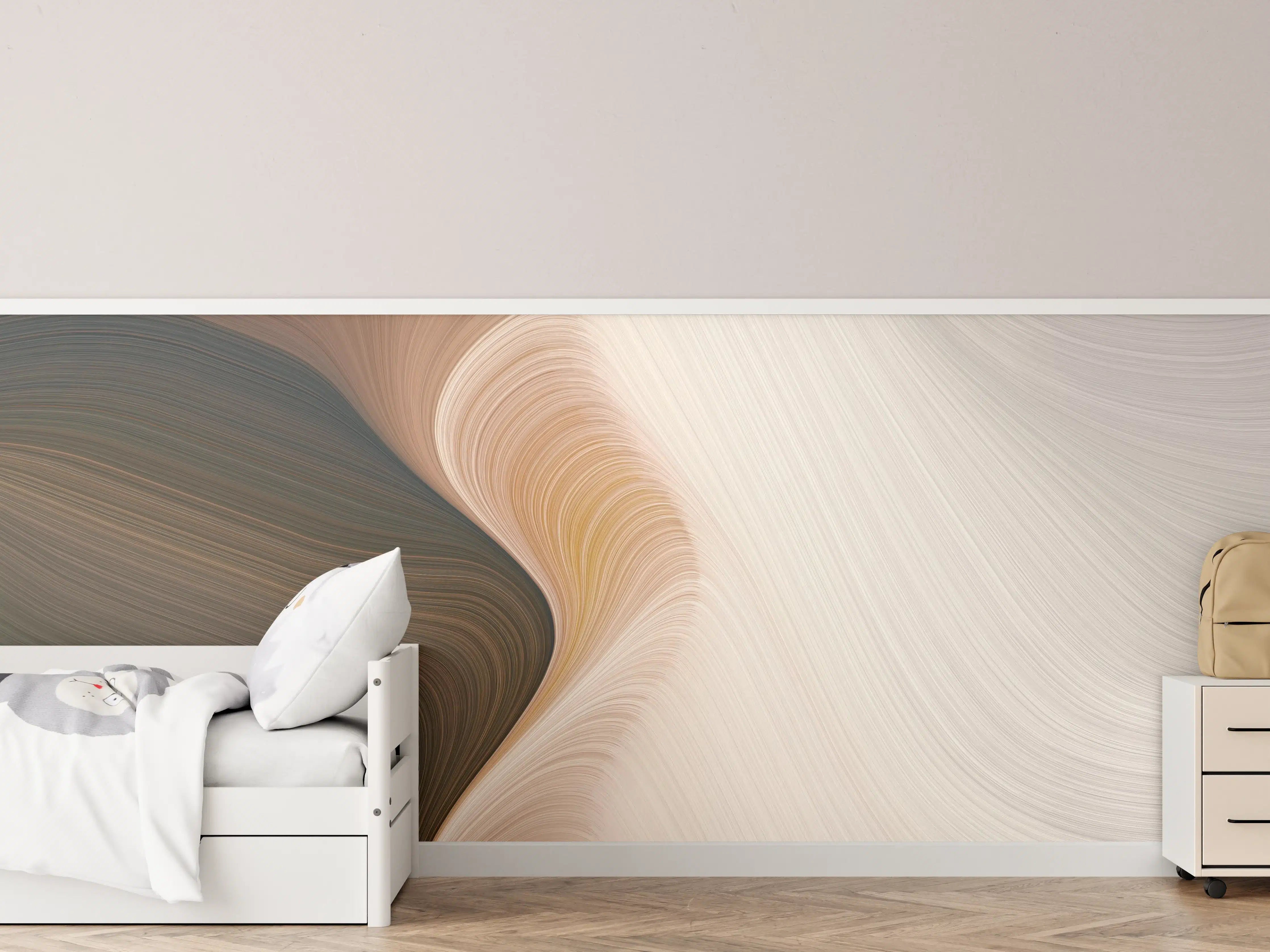 Kinderzimmer Wandgestaltung - Sanfte Beige- und Brauntöne mit abstrakter Textur