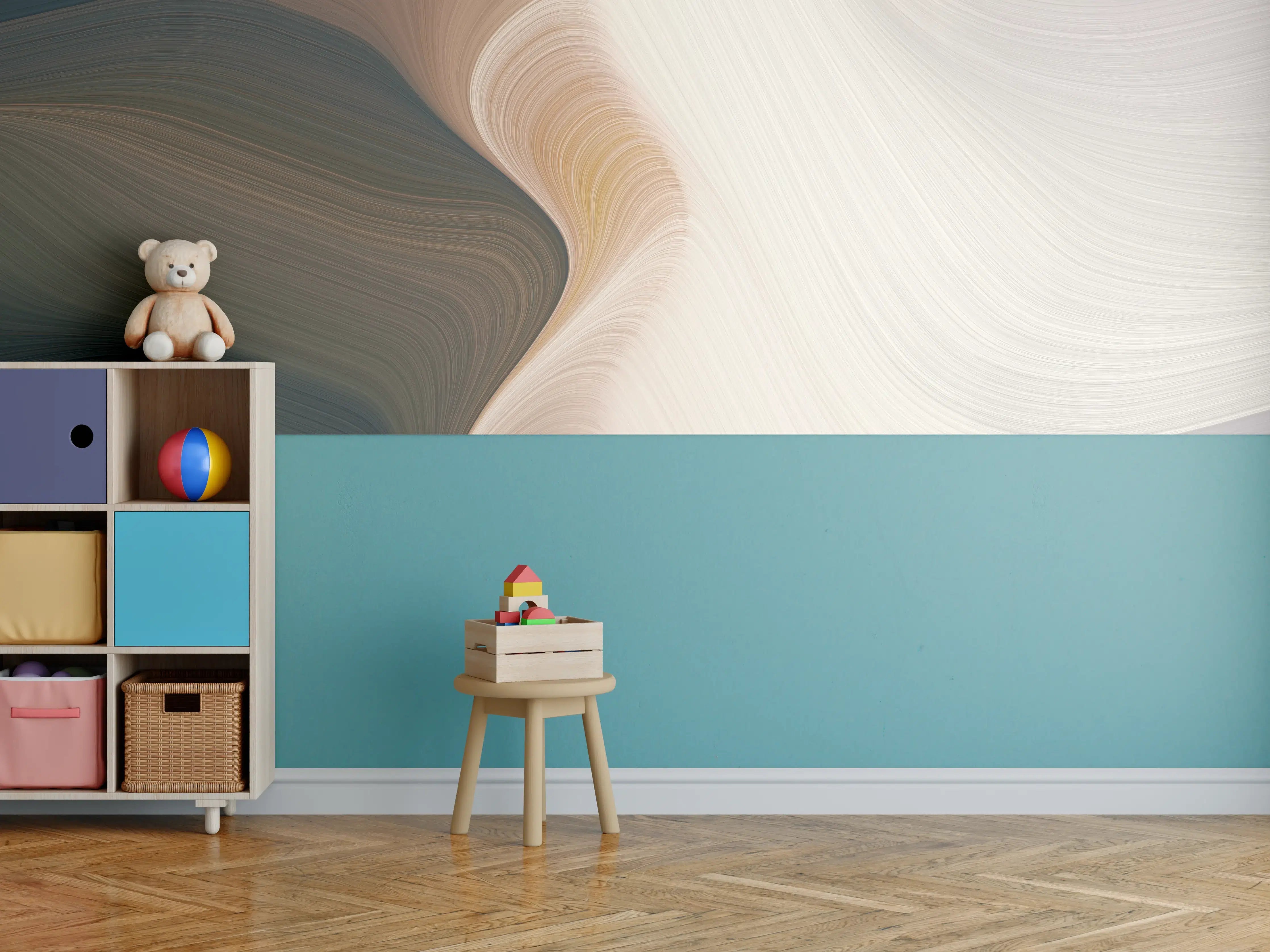 Kinderzimmer Wandgestaltung - Sanfte Beige- und Brauntöne mit abstrakter Textur