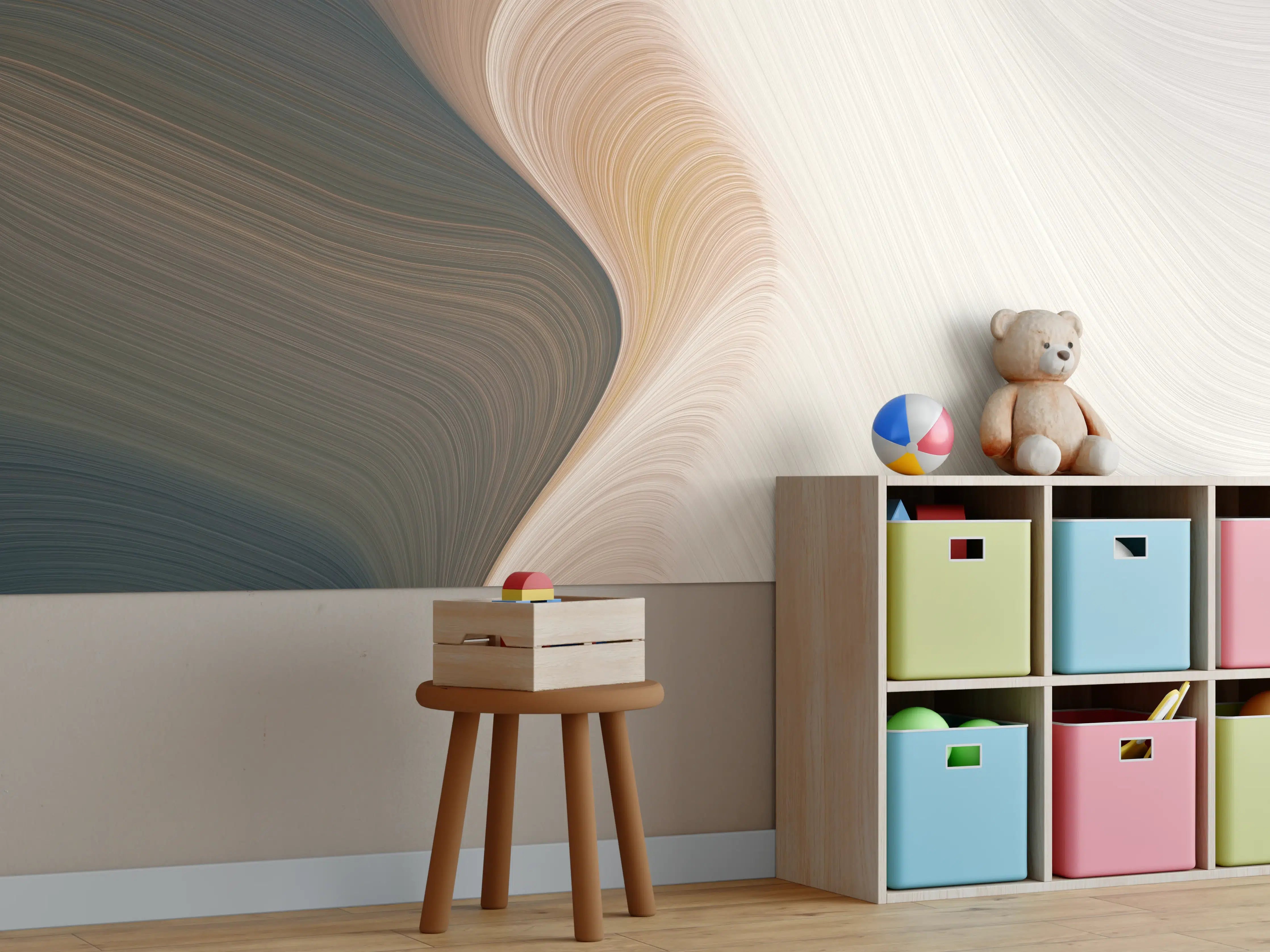 Kinderzimmer Wandgestaltung - Sanfte Beige- und Brauntöne mit abstrakter Textur