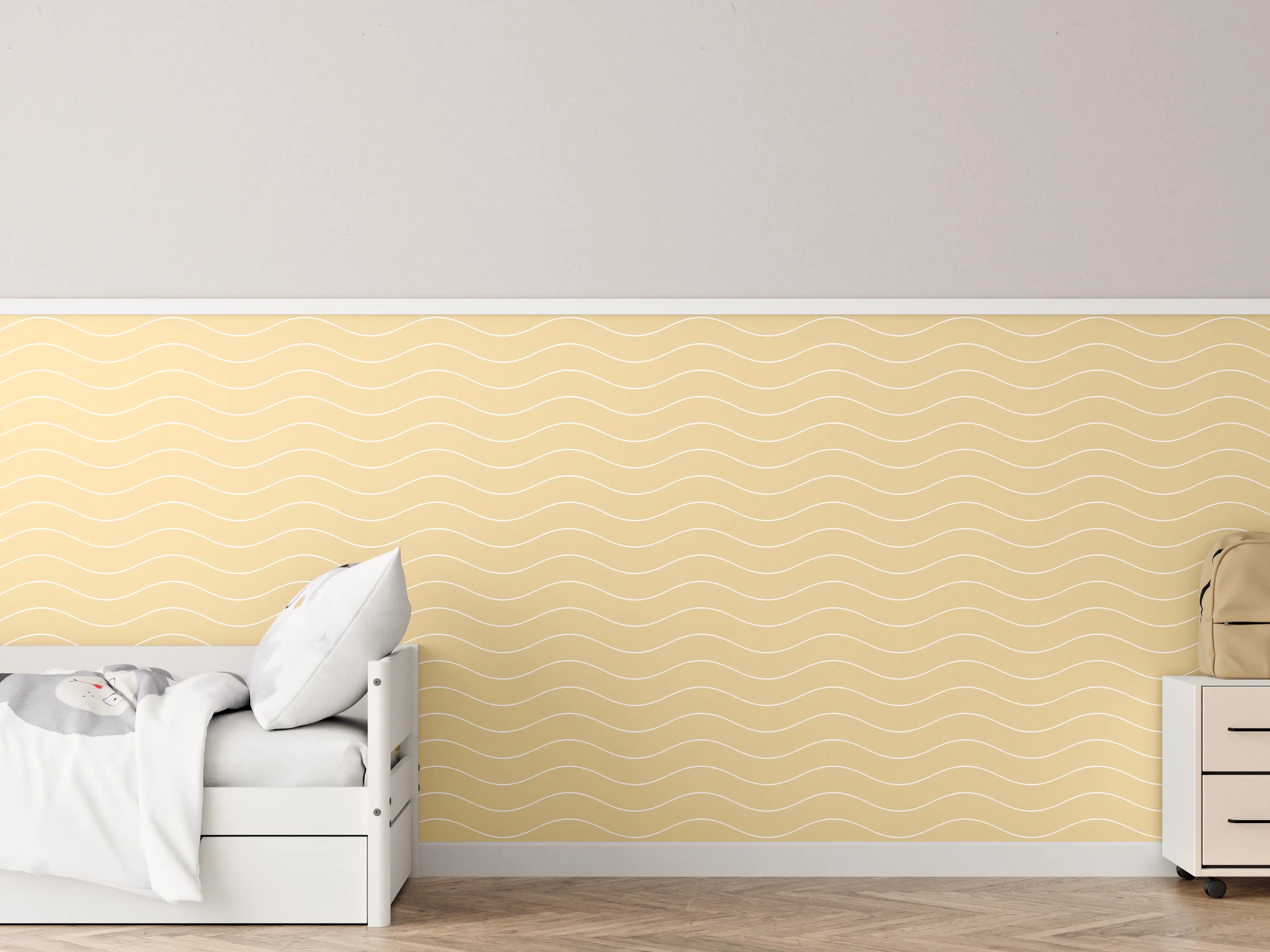 Kinderzimmer Wandgestaltung - Sanfte Beige-Wellen mit zarten Graunuancen