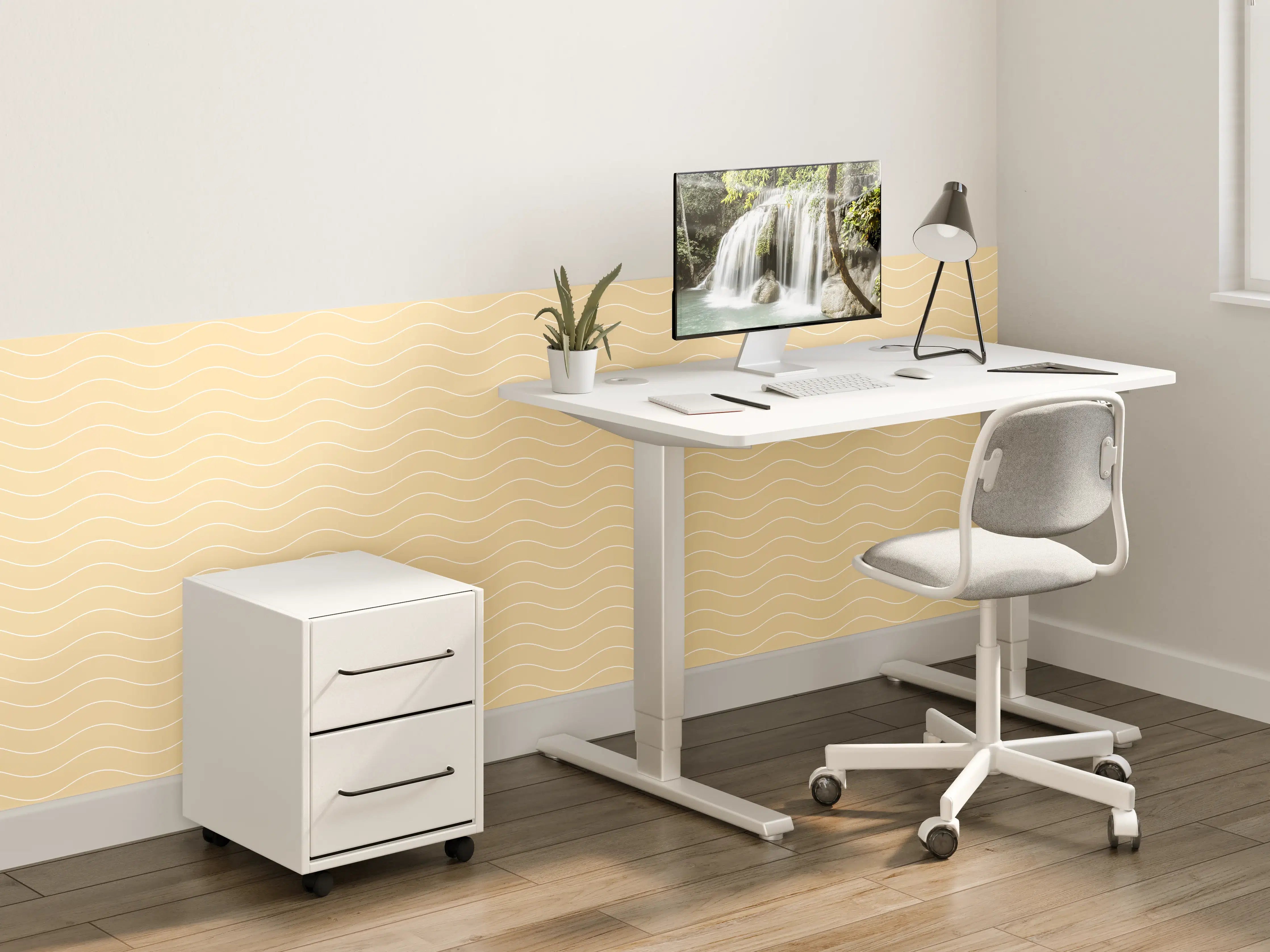 Kinderzimmer Wandgestaltung - Sanfte Beige-Wellen mit zarten Graunuancen