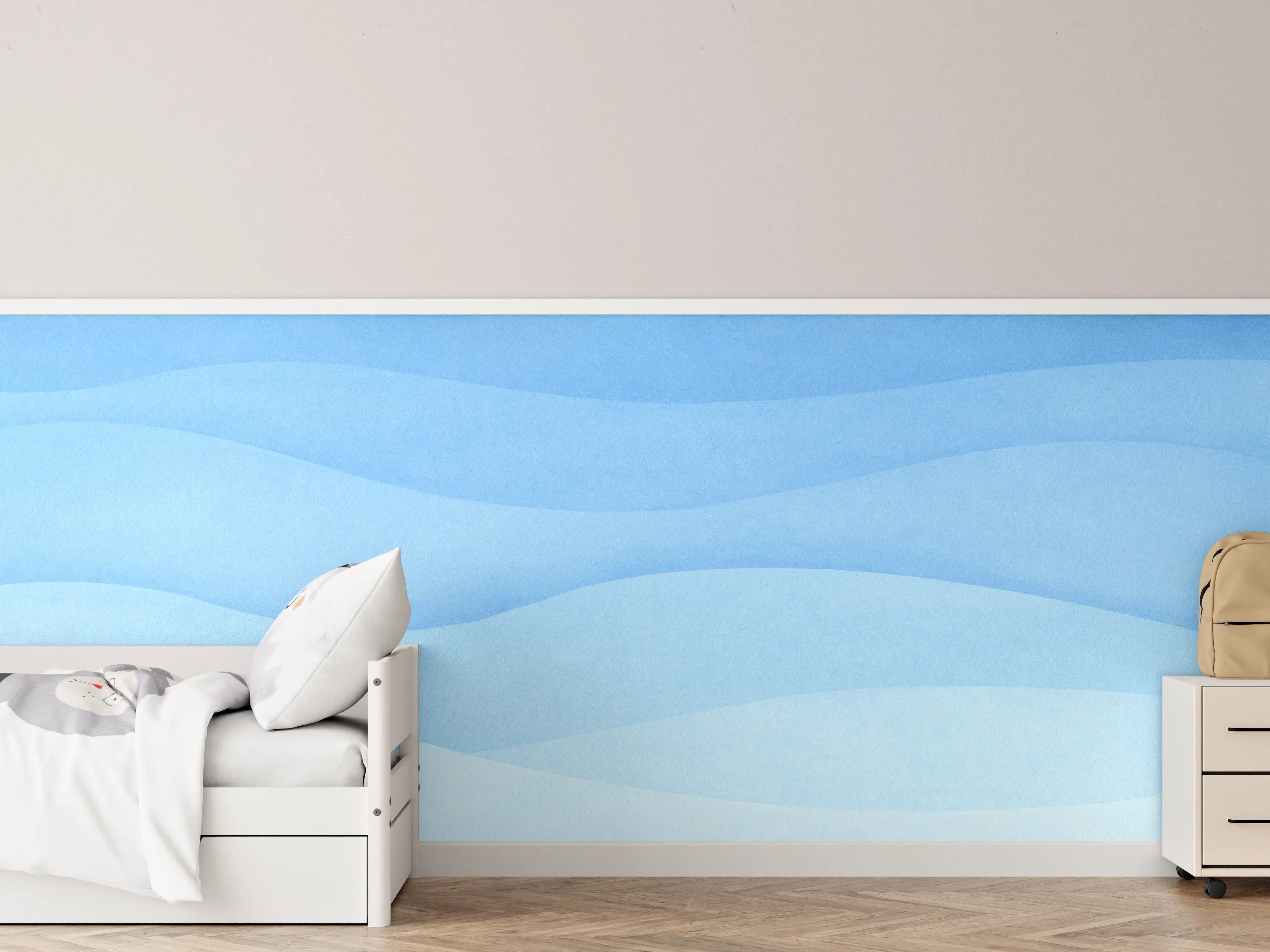 Kinderzimmer Wandgestaltung - Sanfte Blau-Gradienten-Wellen