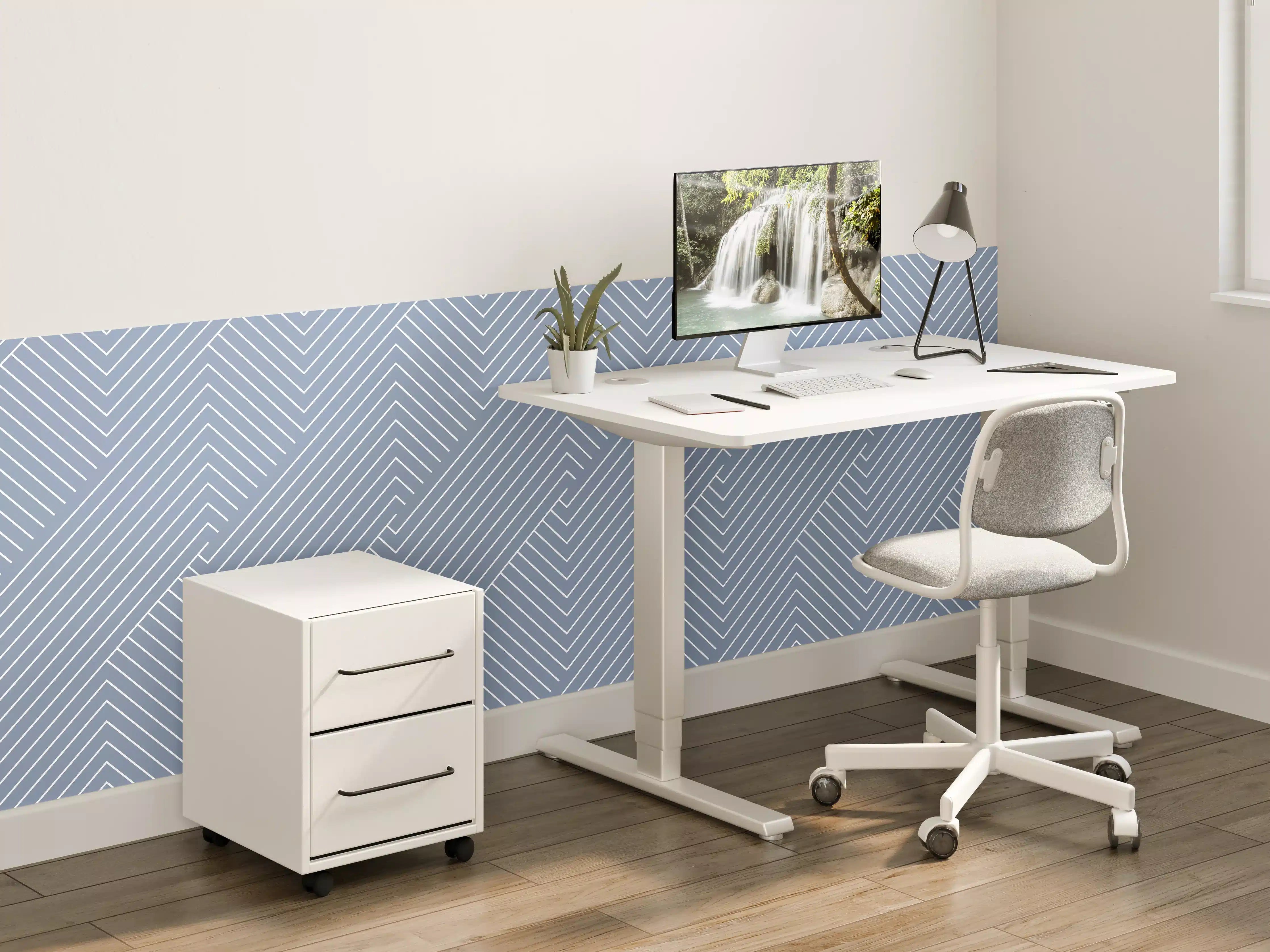 Kinderzimmer Wandgestaltung - Sanfte Blautöne, geometrische Muster