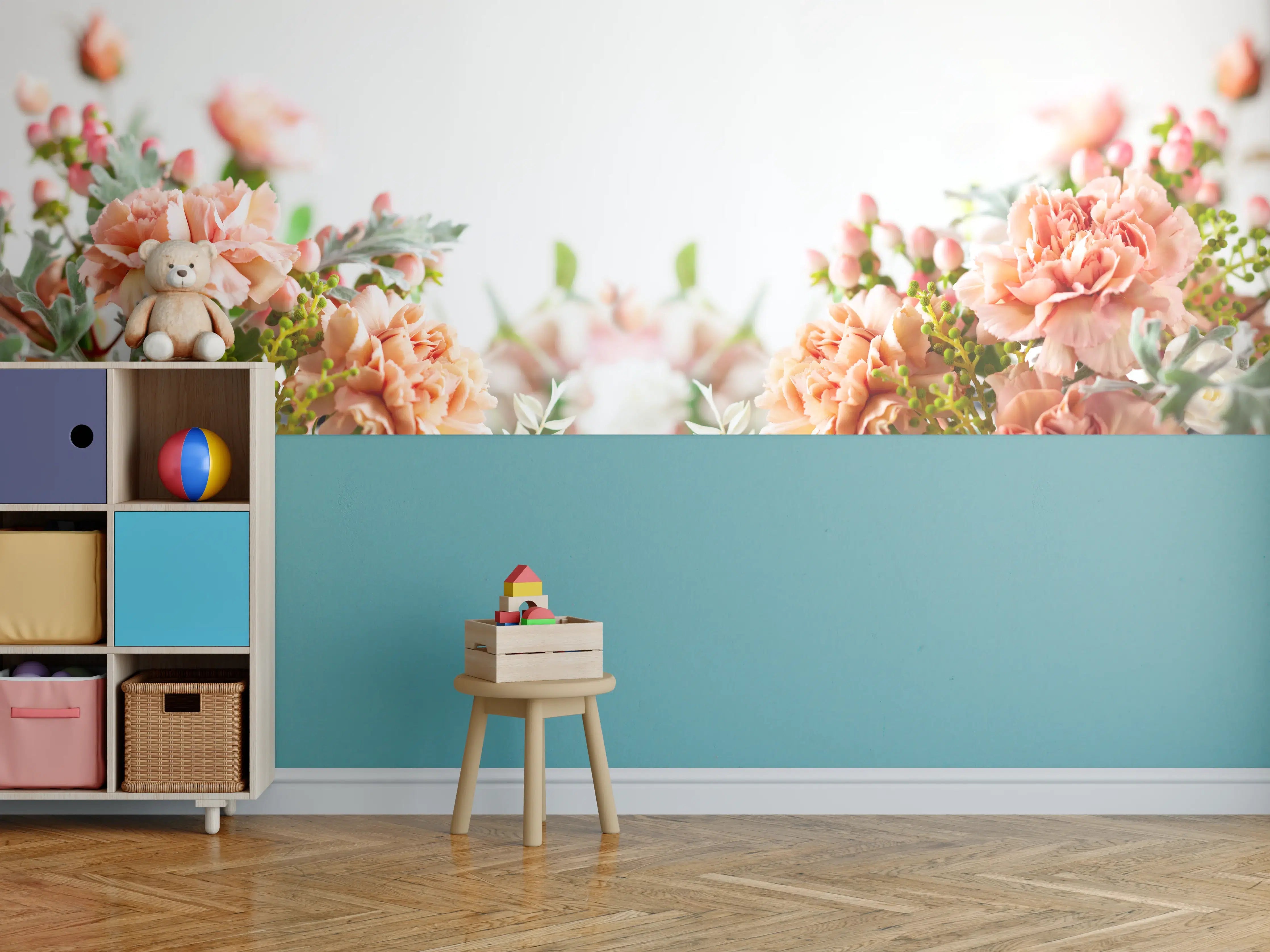 Kinderzimmer Wandgestaltung - Sanfte Blumenpracht in Pastellfarben