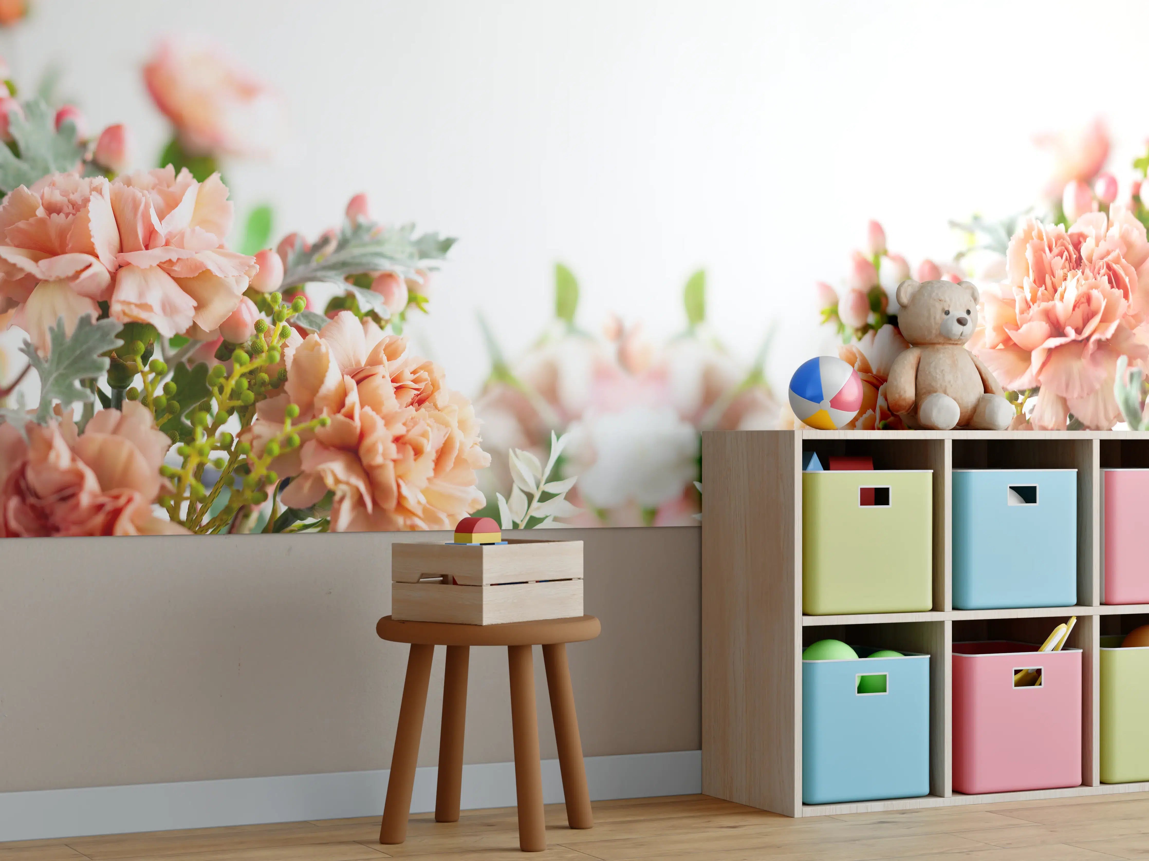Kinderzimmer Wandgestaltung - Sanfte Blumenpracht in Pastellfarben