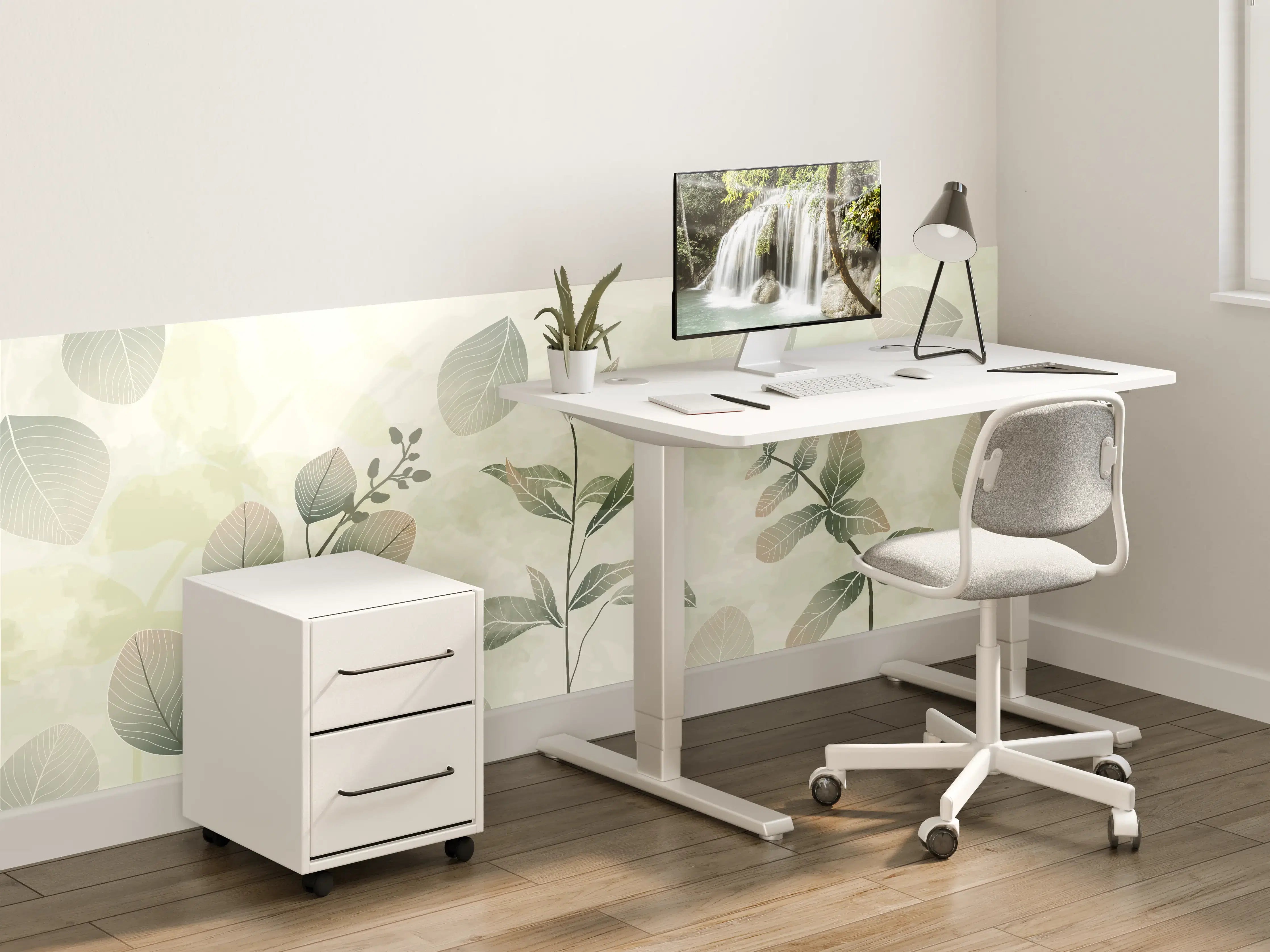 Kinderzimmer Wandgestaltung - Sanfte Botanical-Inspiration in Beige und Grau