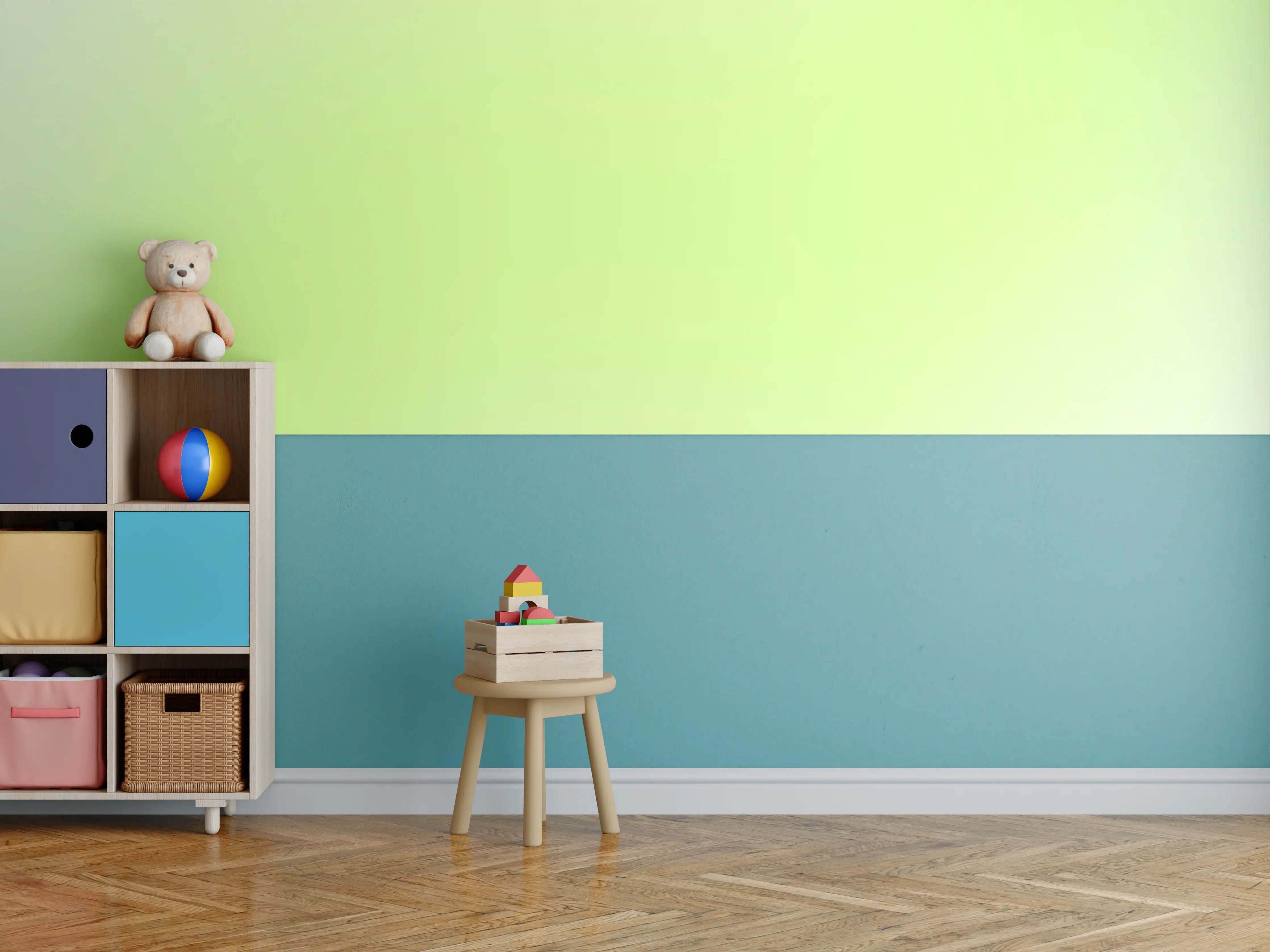 Kinderzimmer Wandgestaltung - Sanfte Grautöne in Weiß