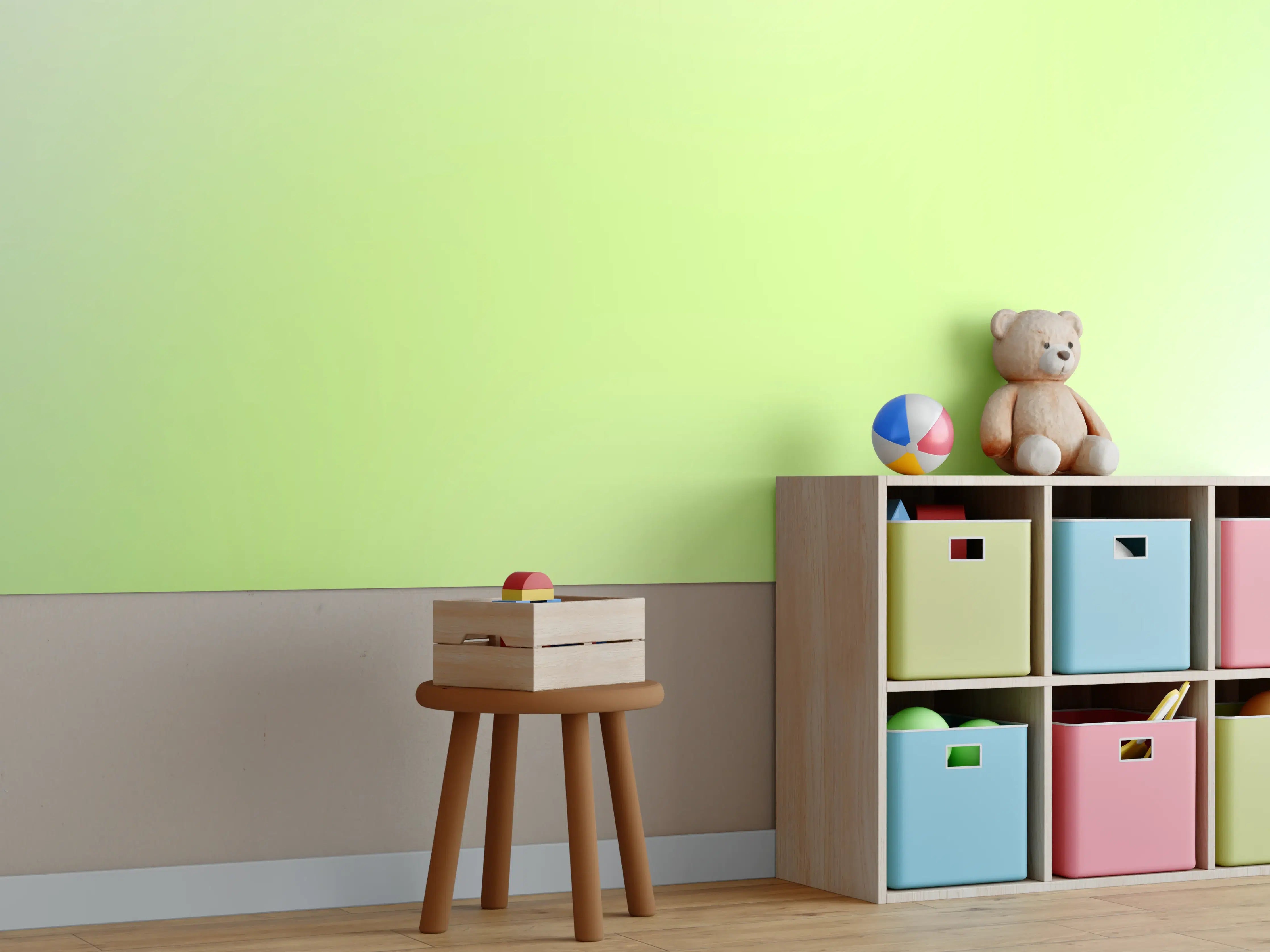 Kinderzimmer Wandgestaltung - Sanfte Grautöne in Weiß