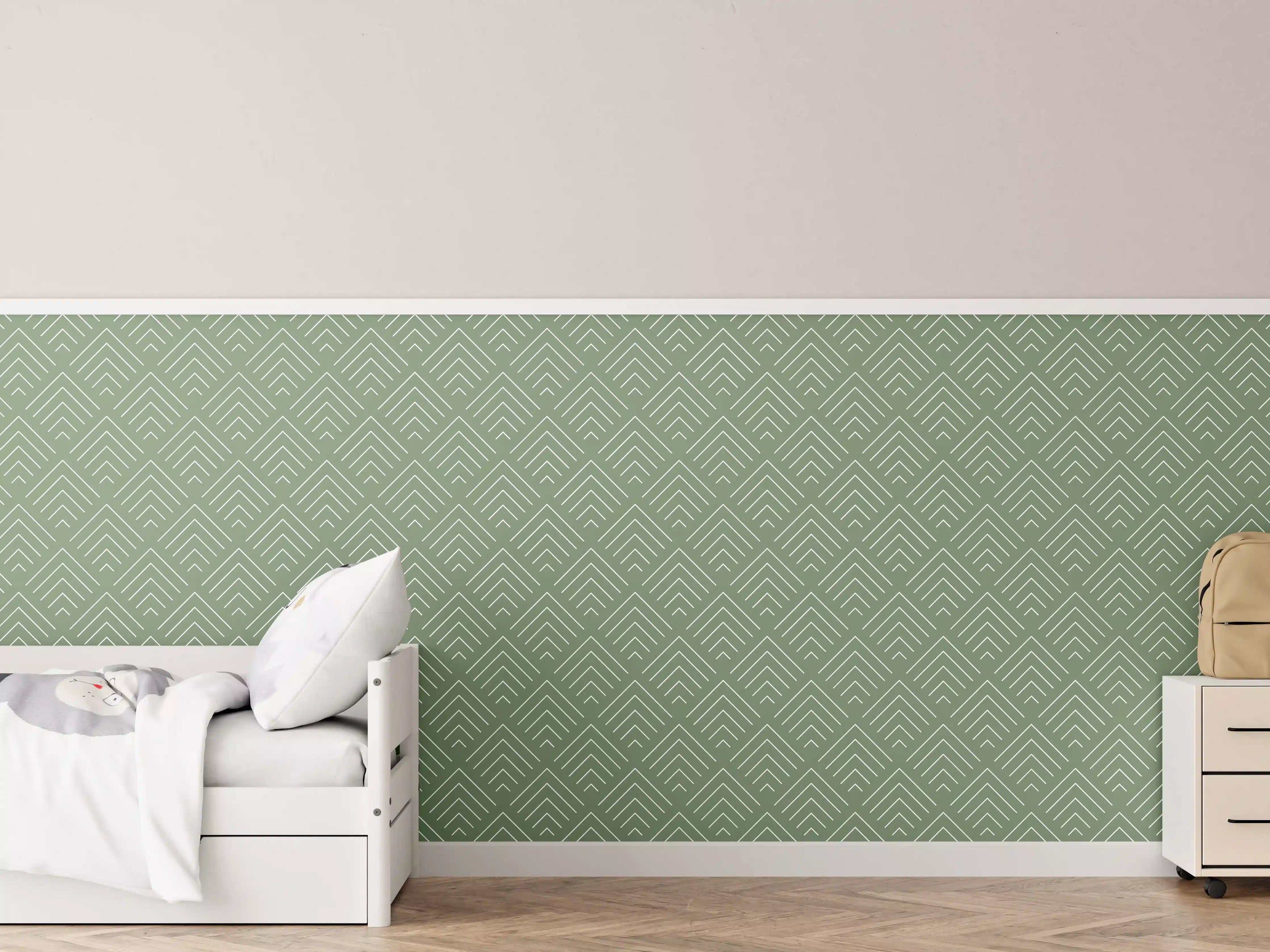 Kinderzimmer Wandgestaltung - Sanfte Grün- und Grautöne, elegante Dekoration