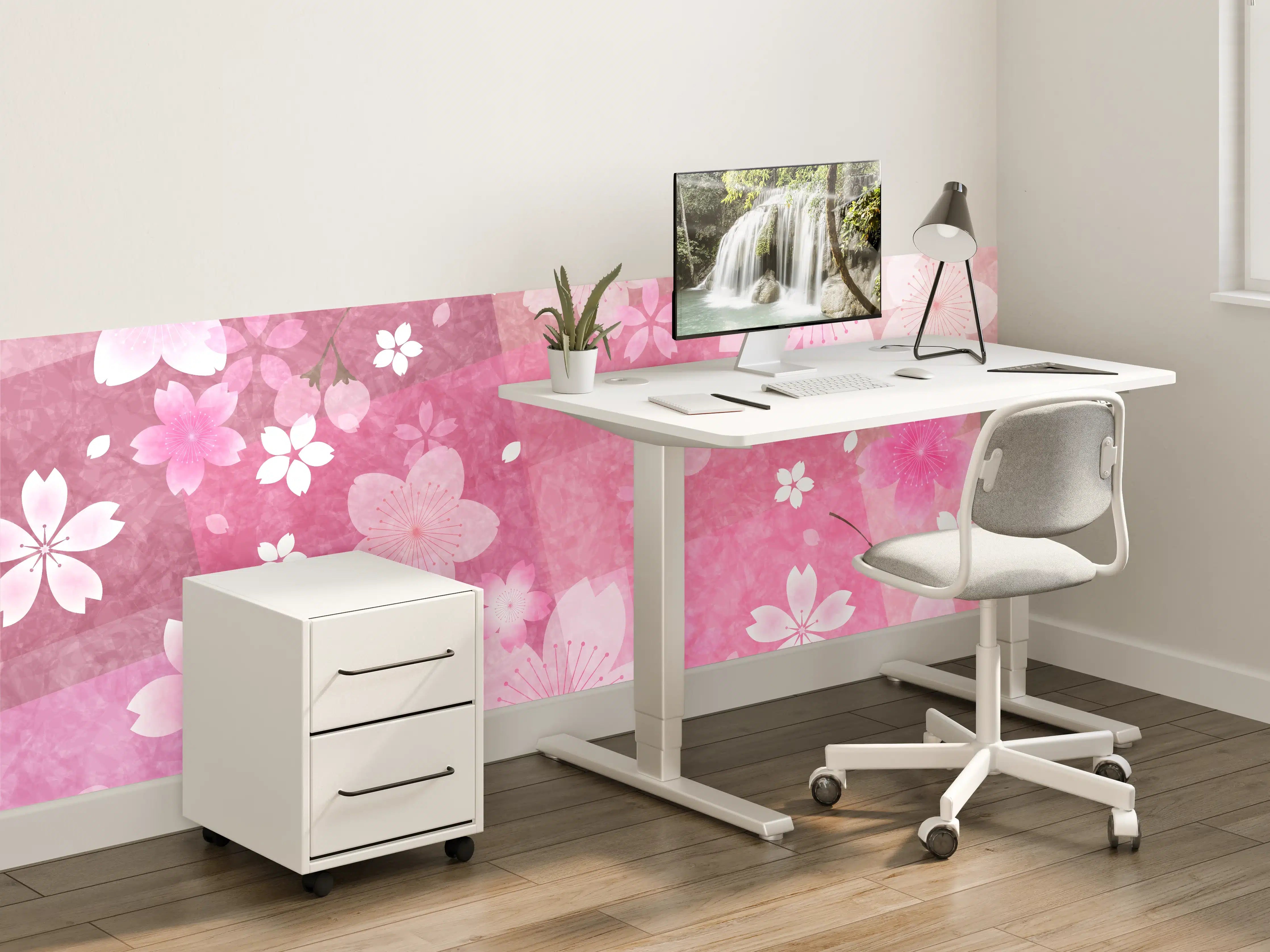 Kinderzimmer Wandgestaltung - Sanfte Kirschblüten in Rosa und Weiß
