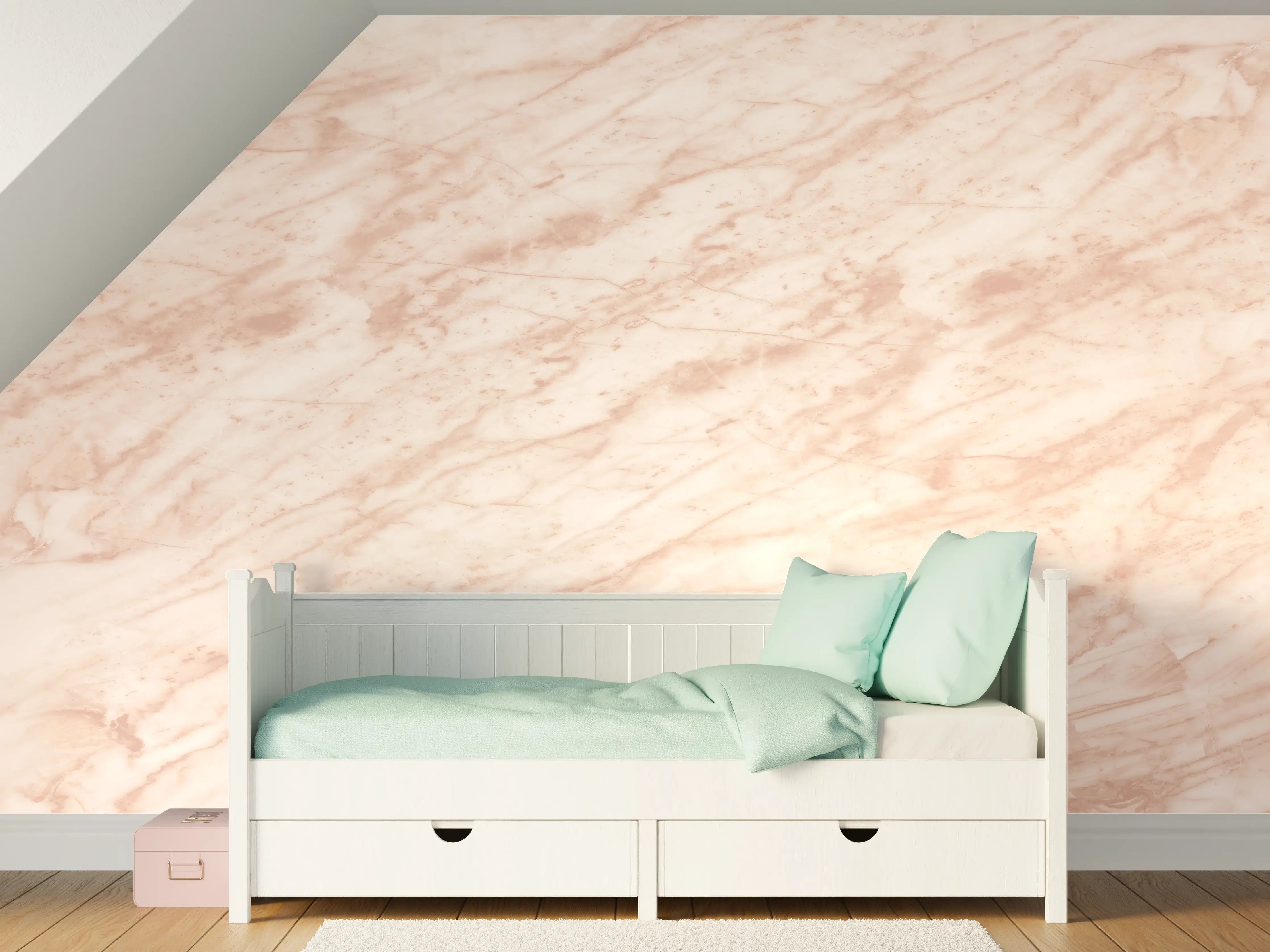Kinderzimmer Wandgestaltung - Sanfte Marmorflecken in Rosé-Pink