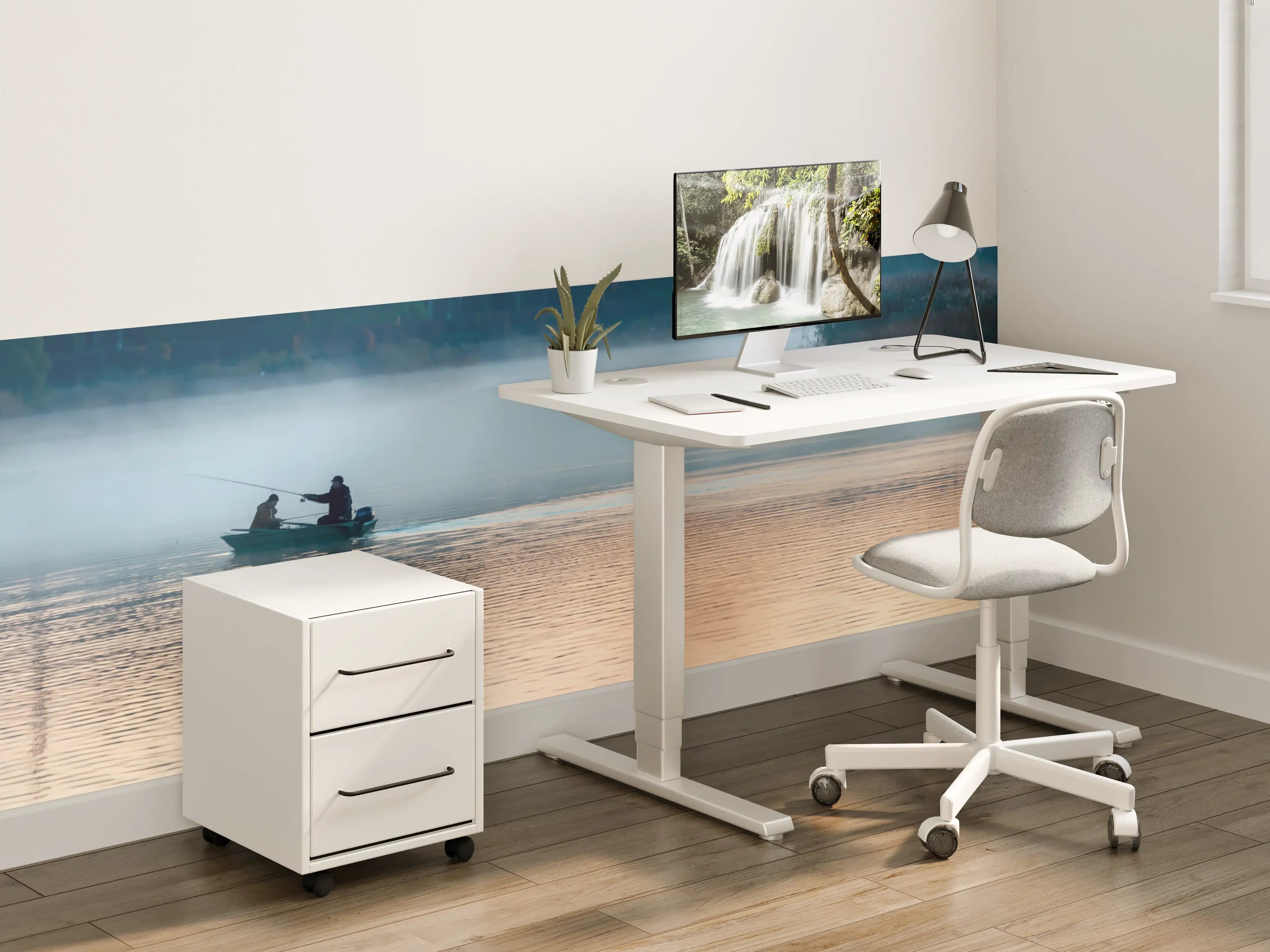 Kinderzimmer Wandgestaltung - Sanfte Morgen im Nebel am Wasser