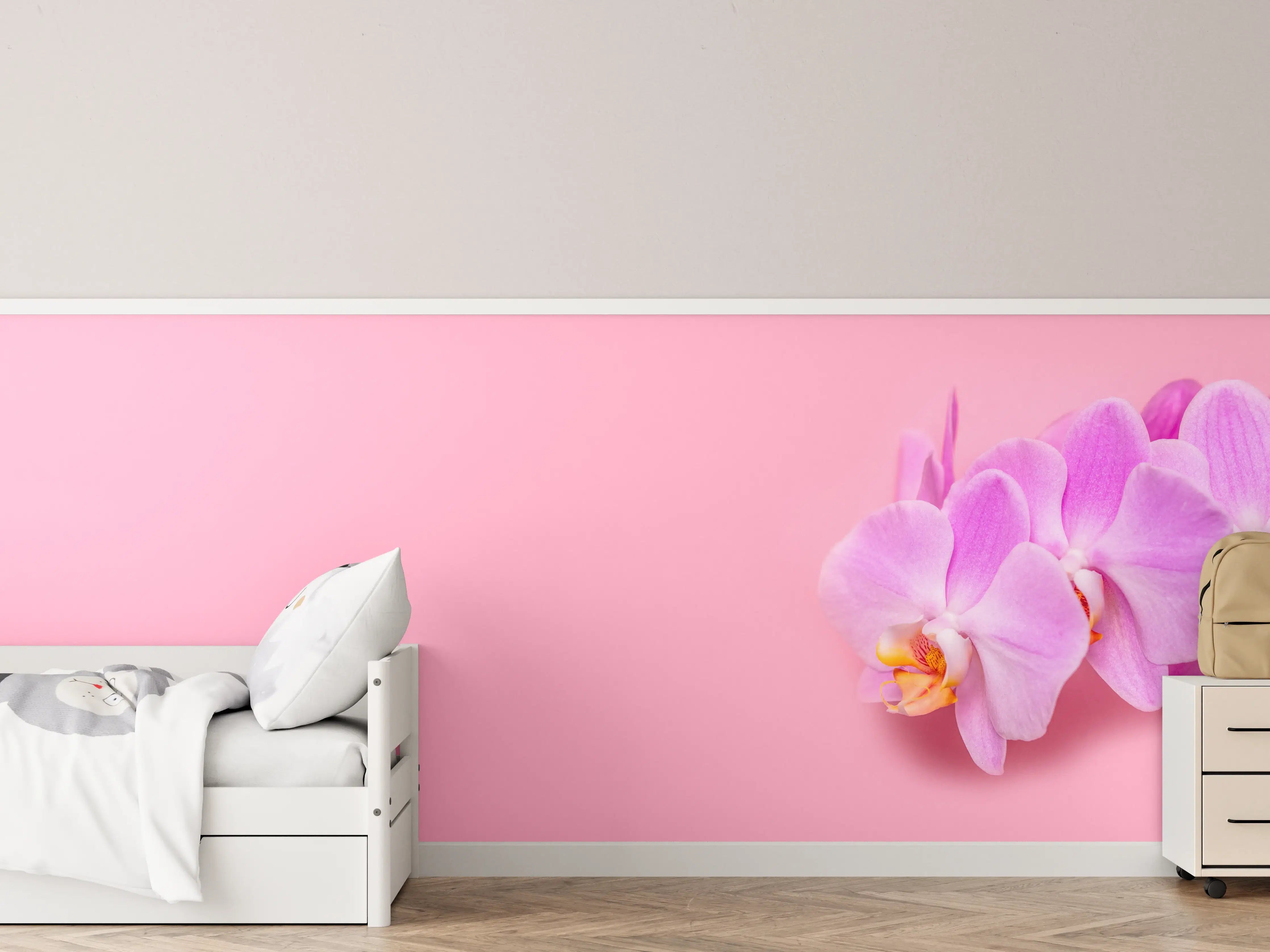 Kinderzimmer Wandgestaltung - Sanfte Orchideen im Rosa