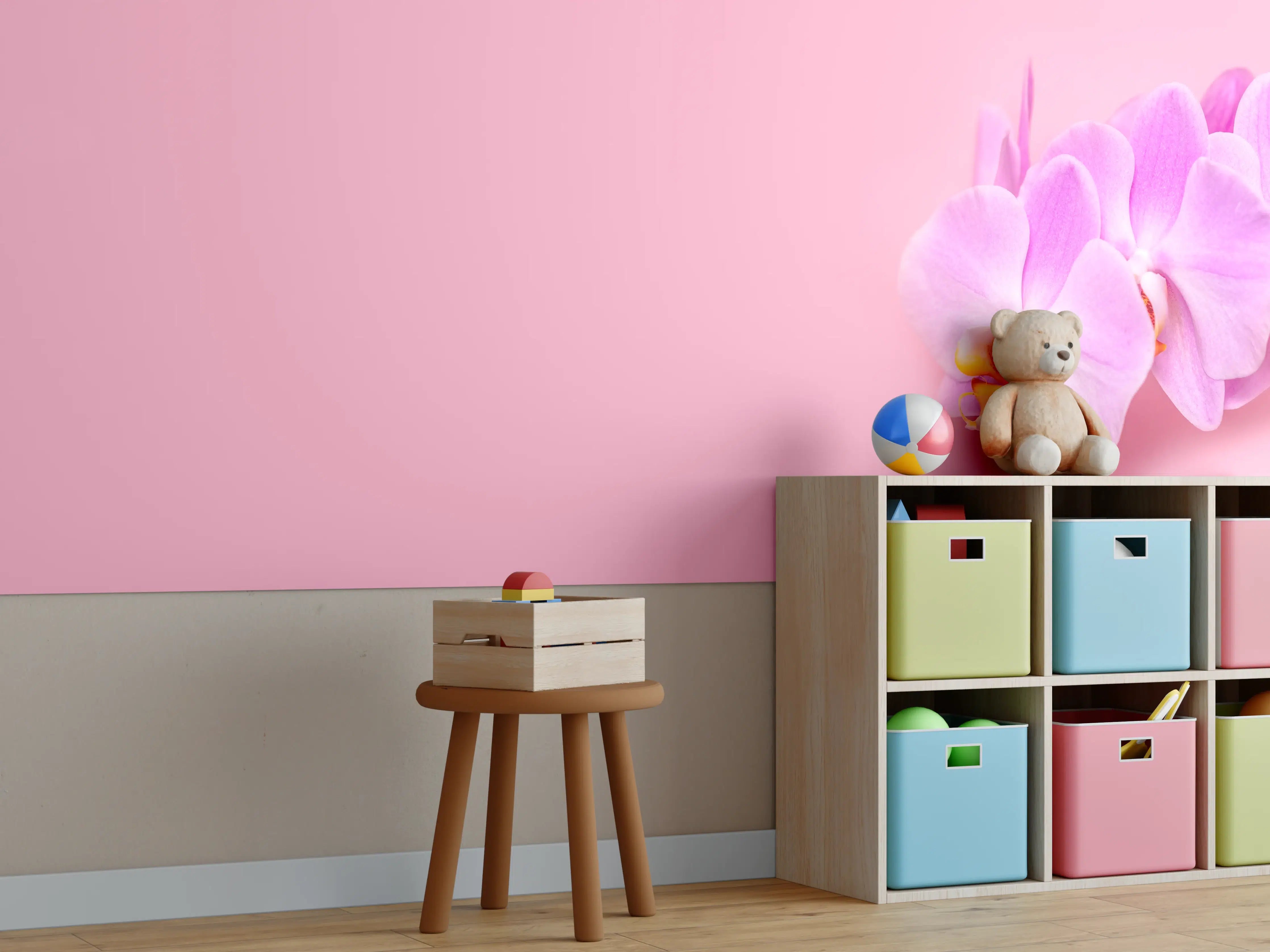 Kinderzimmer Wandgestaltung - Sanfte Orchideen im Rosa
