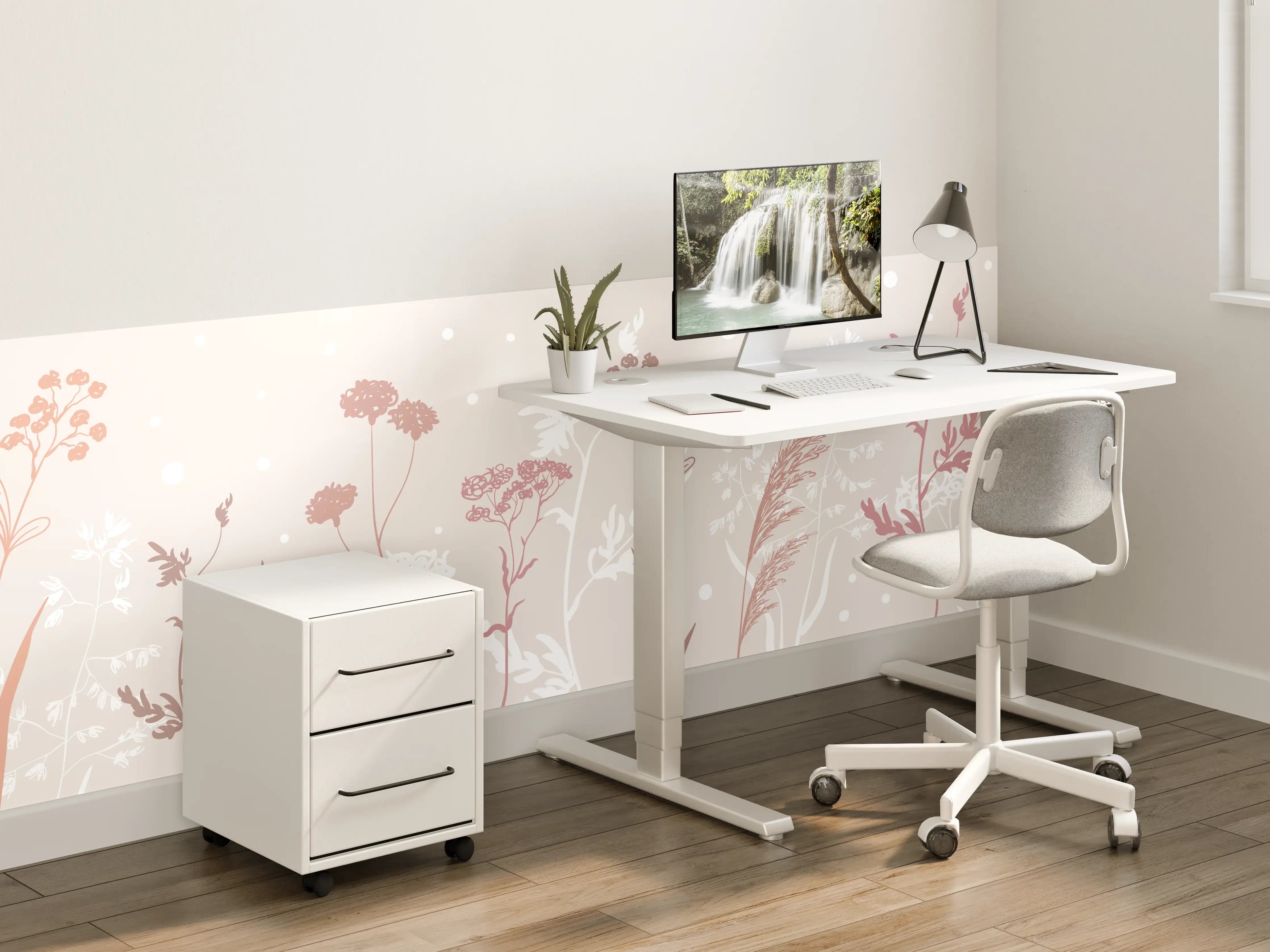 Kinderzimmer Wandgestaltung - Sanfte Pastell-Blumen-Illustration