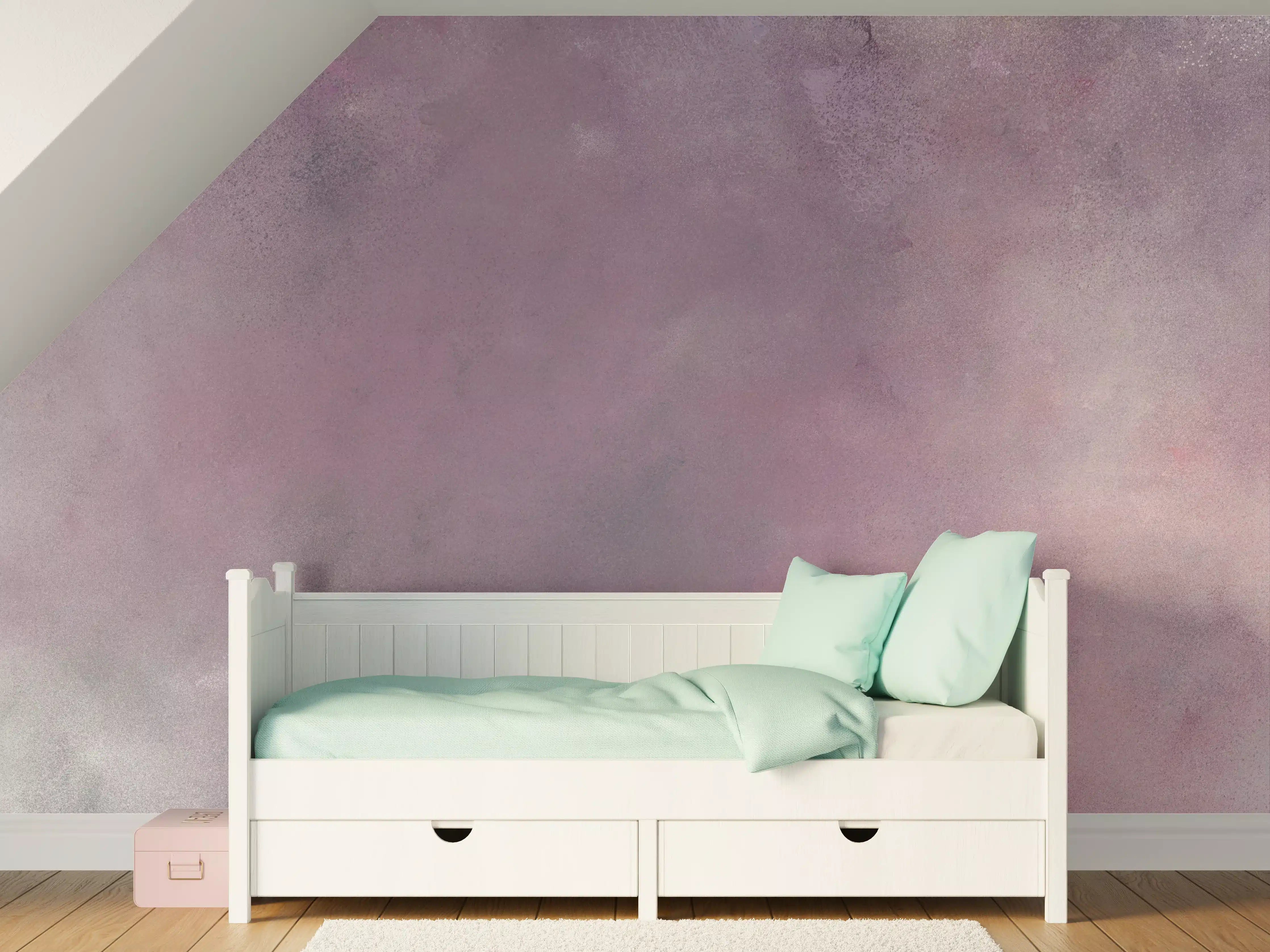 Kinderzimmer Wandgestaltung - Sanfte Pastell-Wolken in Grau und Rosa