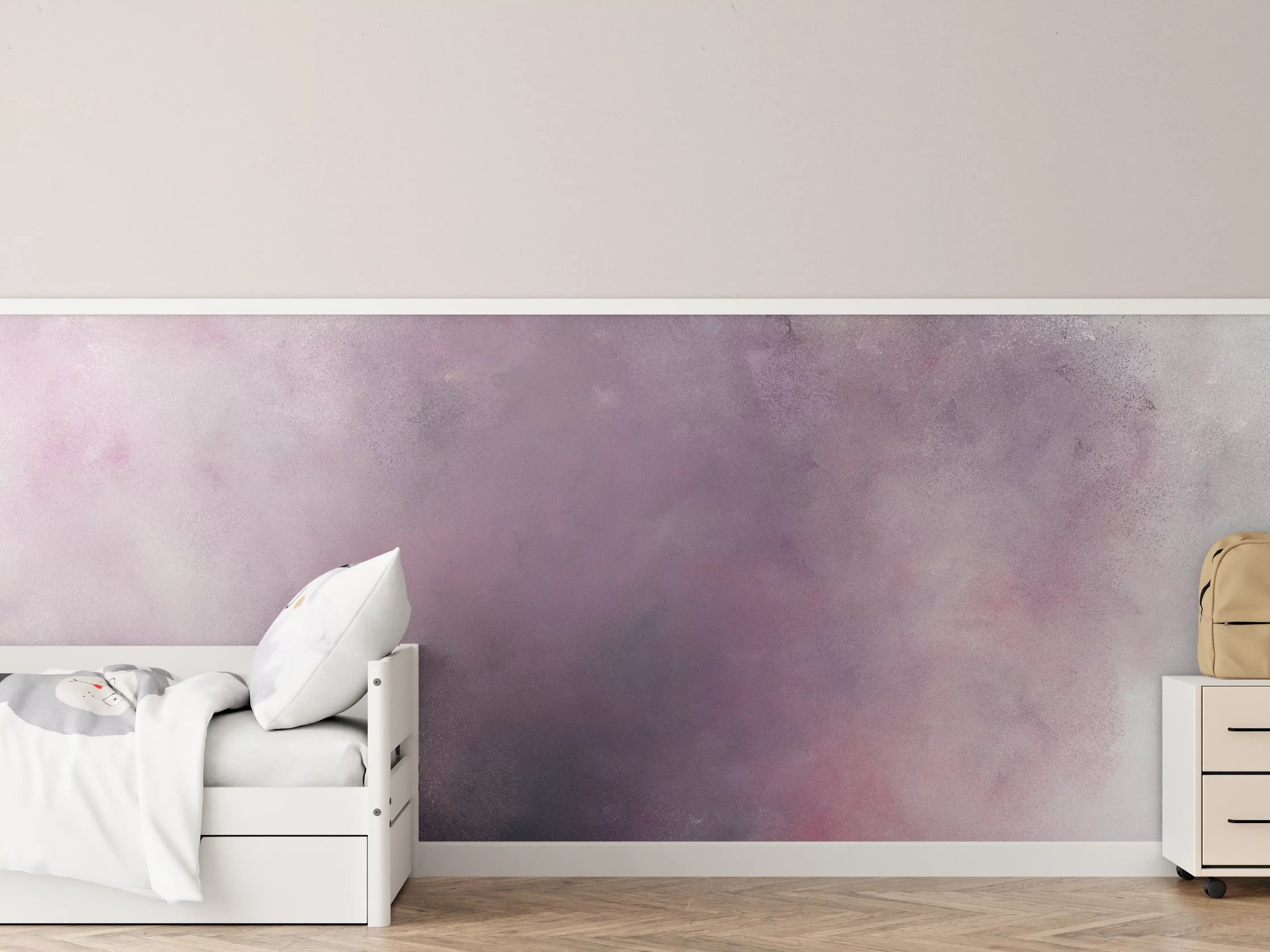 Kinderzimmer Wandgestaltung - Sanfte Pastell-Wolken in Grau und Rosa