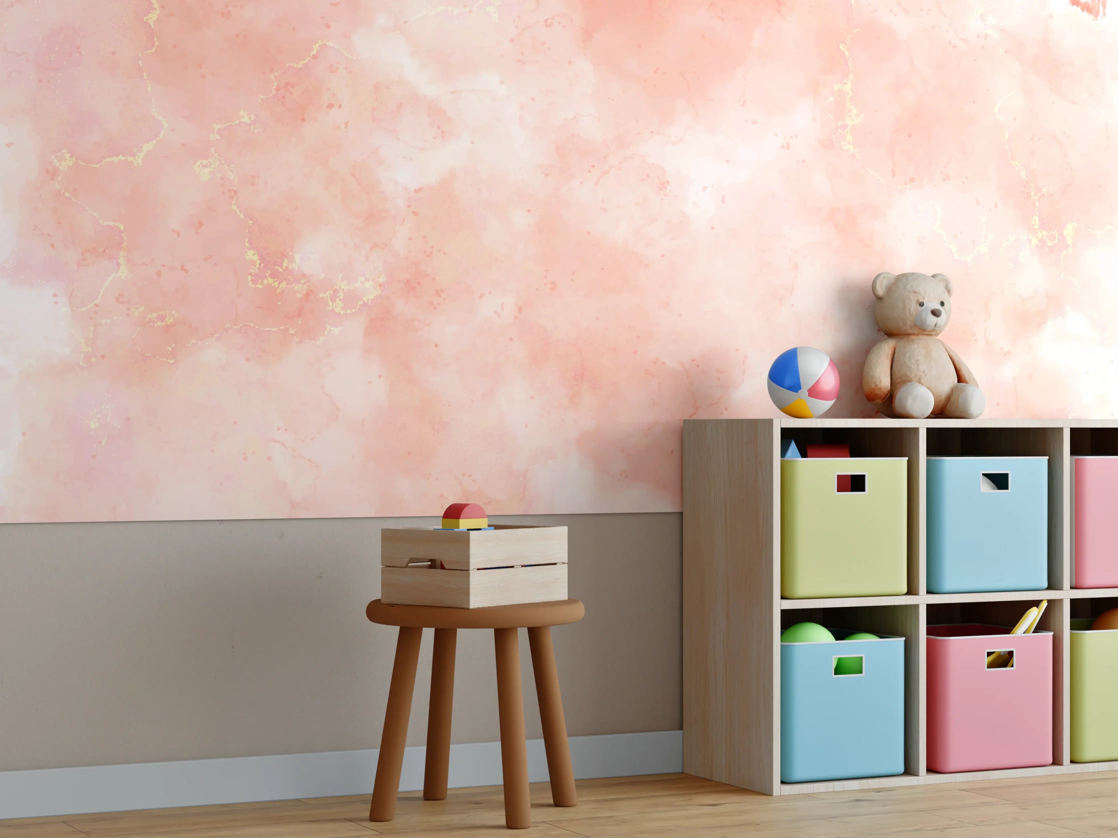 Kinderzimmer Wandgestaltung - Sanfte Pastellfarben Wandgestaltung