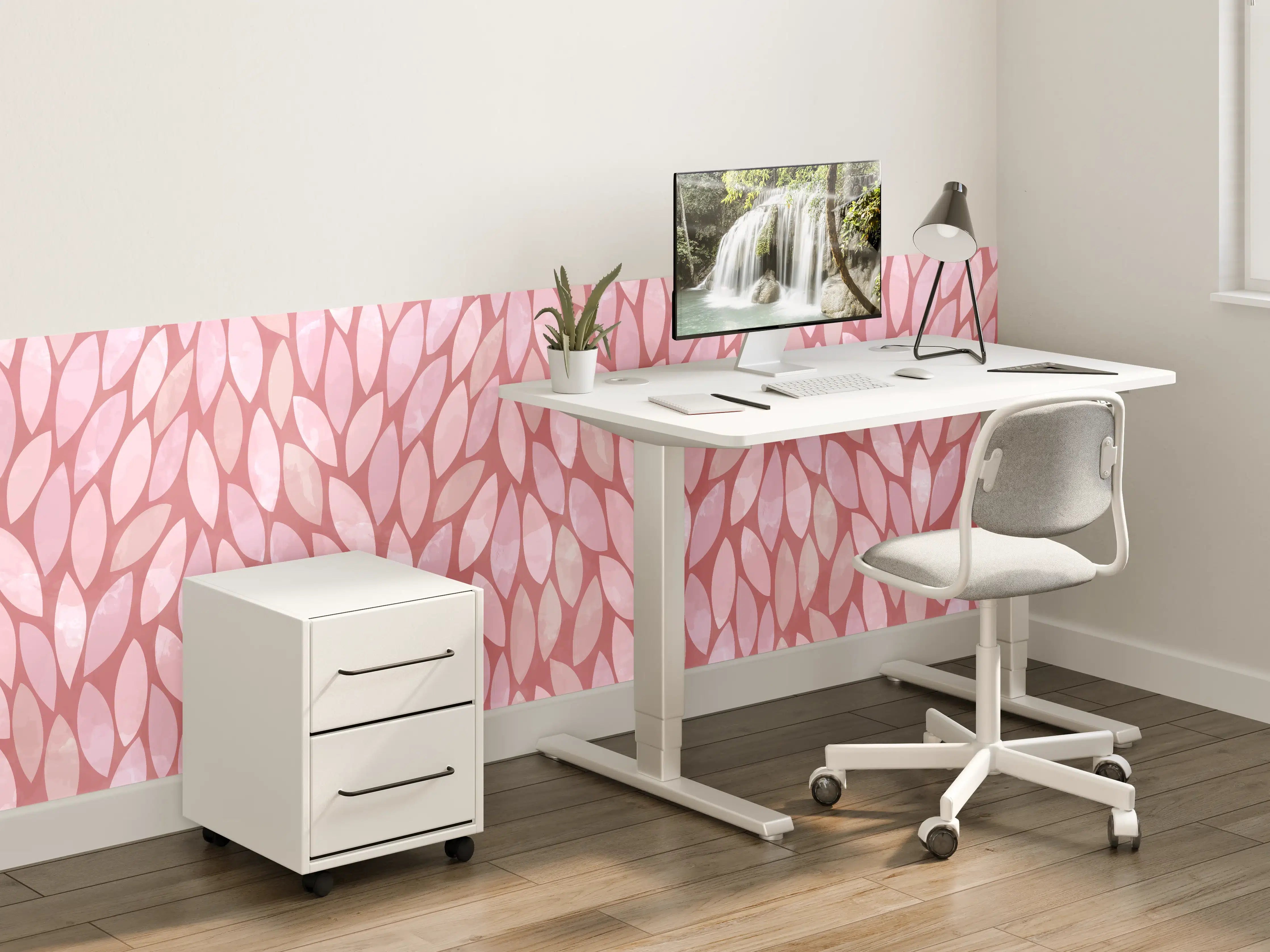 Kinderzimmer Wandgestaltung - Sanfte Pink-Töne mit Blattmuster