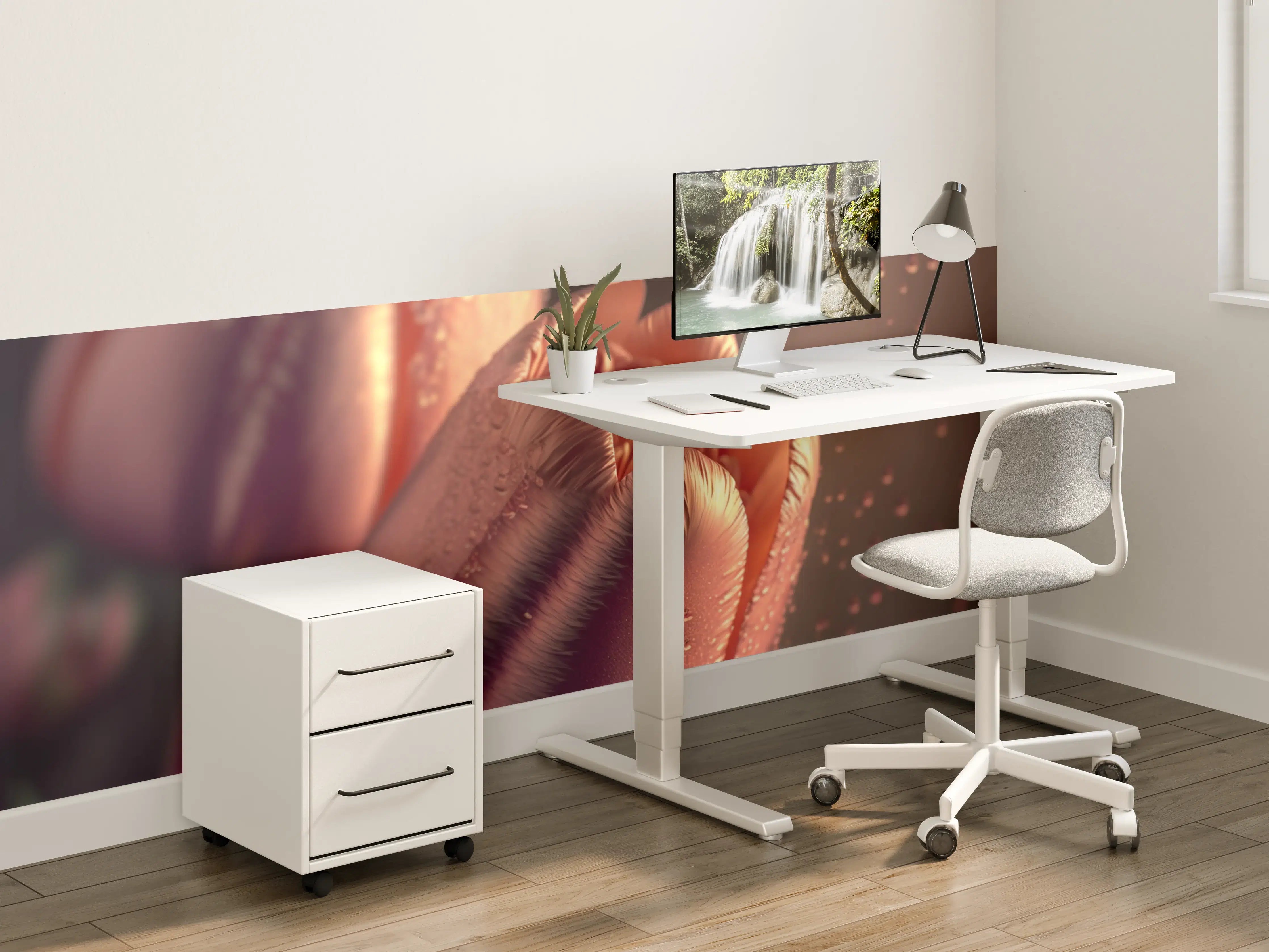 Kinderzimmer Wandgestaltung - Sanfte Pinktulpe bei Dämmerung