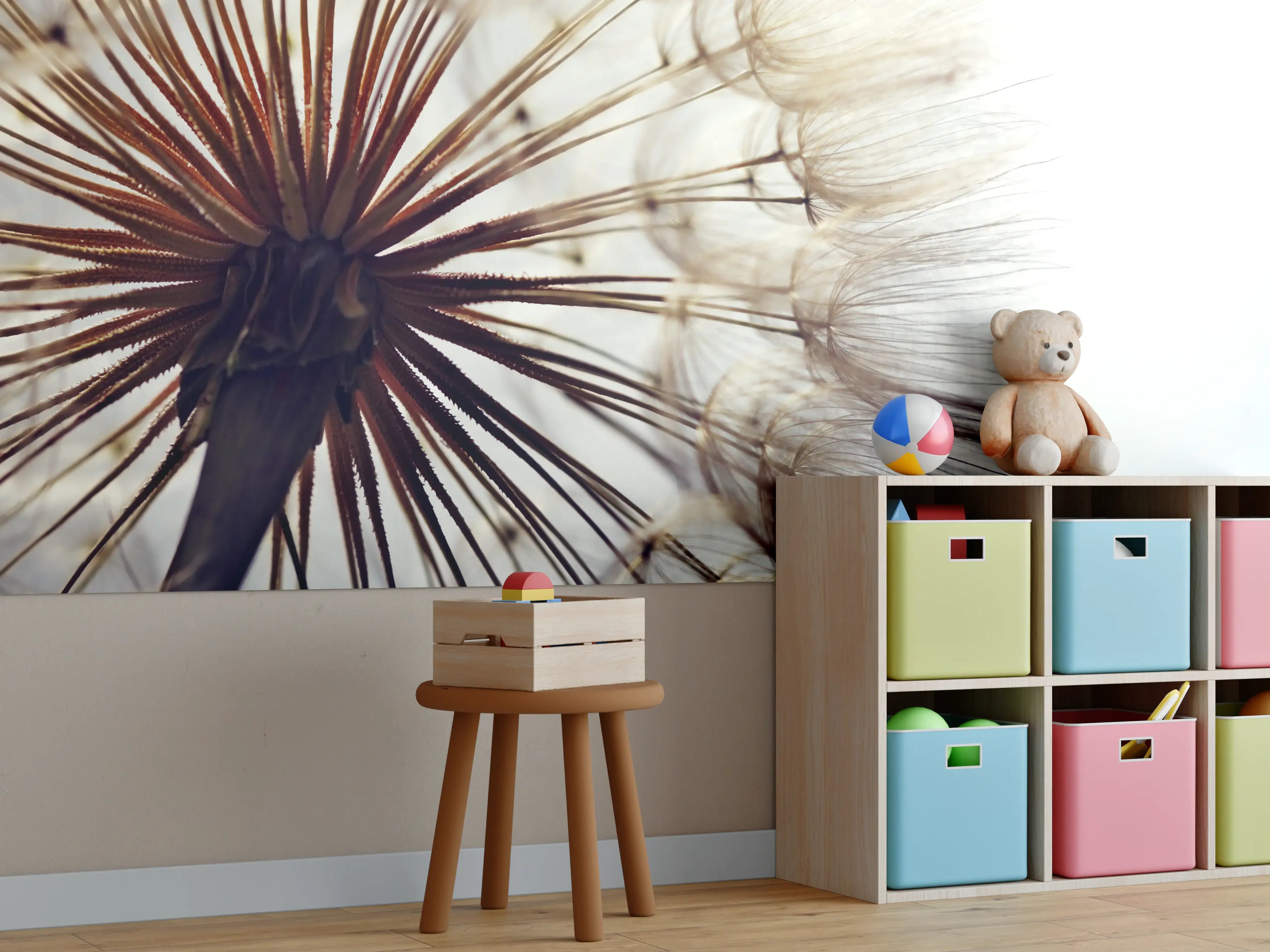 Kinderzimmer Wandgestaltung - Sanfte Pusteblumen in Nahaufnahme