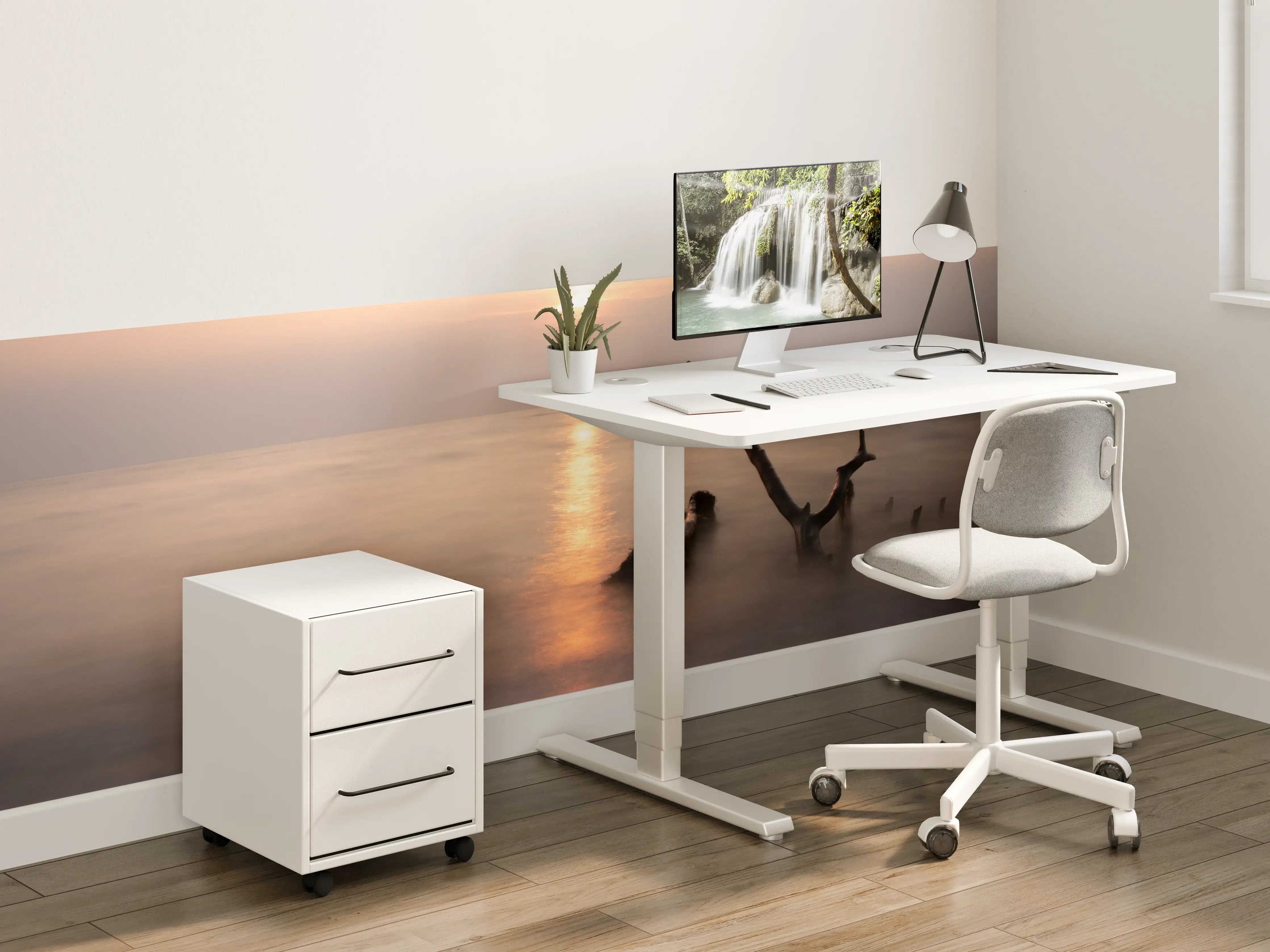 Kinderzimmer Wandgestaltung - Sanfte Sonnenuntergangsstimmung am Wasser