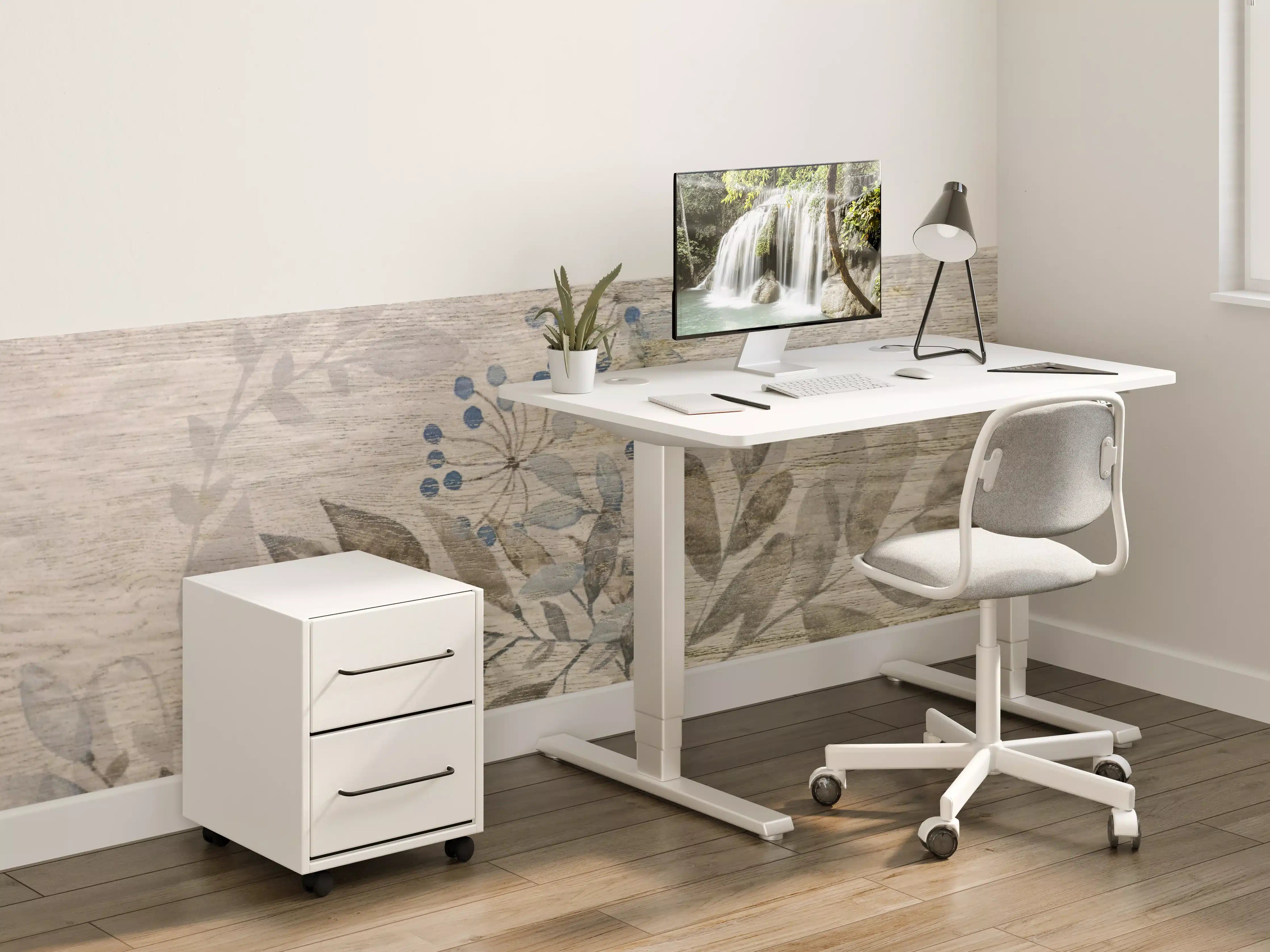 Kinderzimmer Wandgestaltung - Sanfte Waldblätter in neutralen Tönen