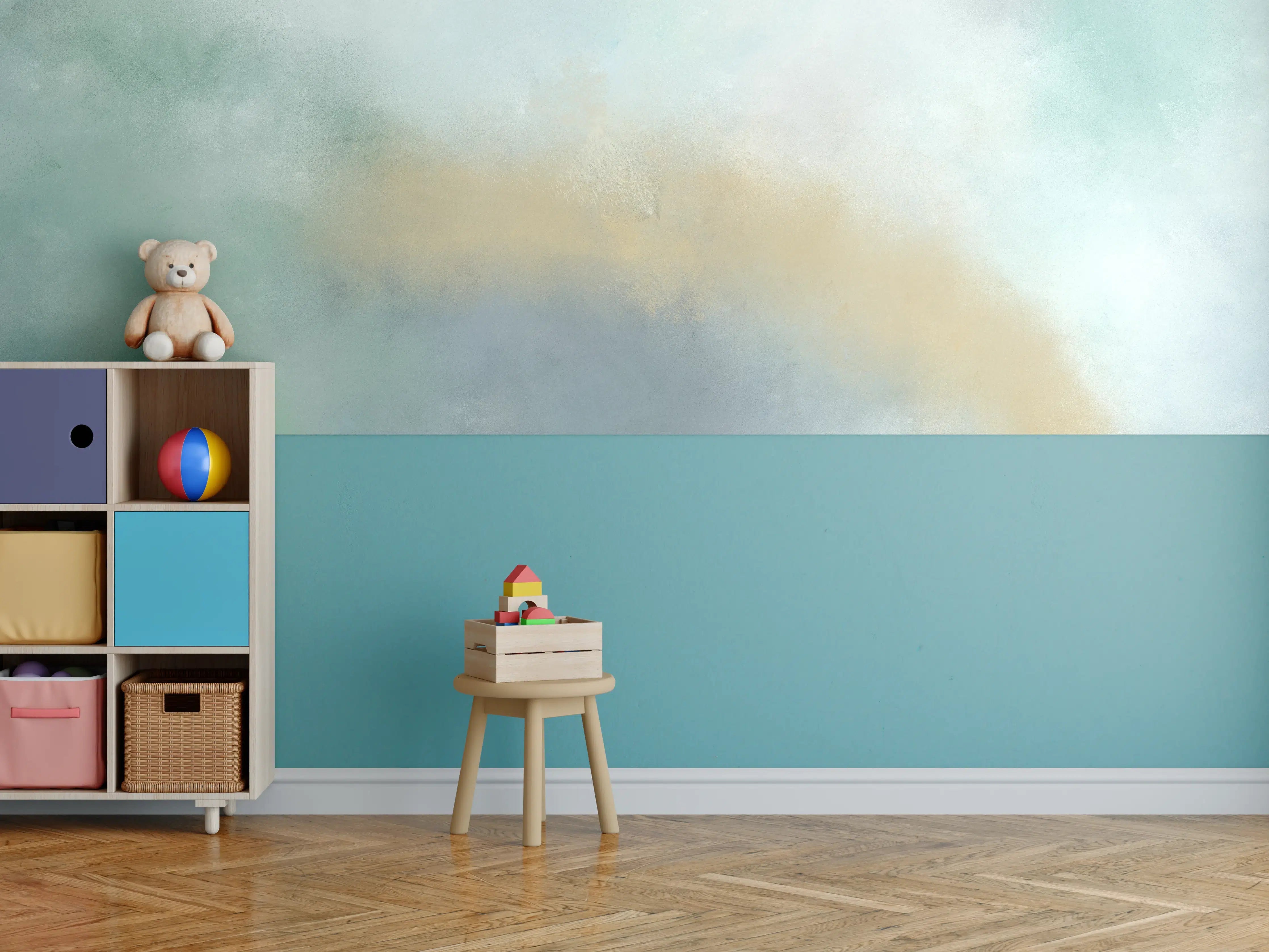 Kinderzimmer Wandgestaltung - Sanfte Wasserfarben im Aquarellstil