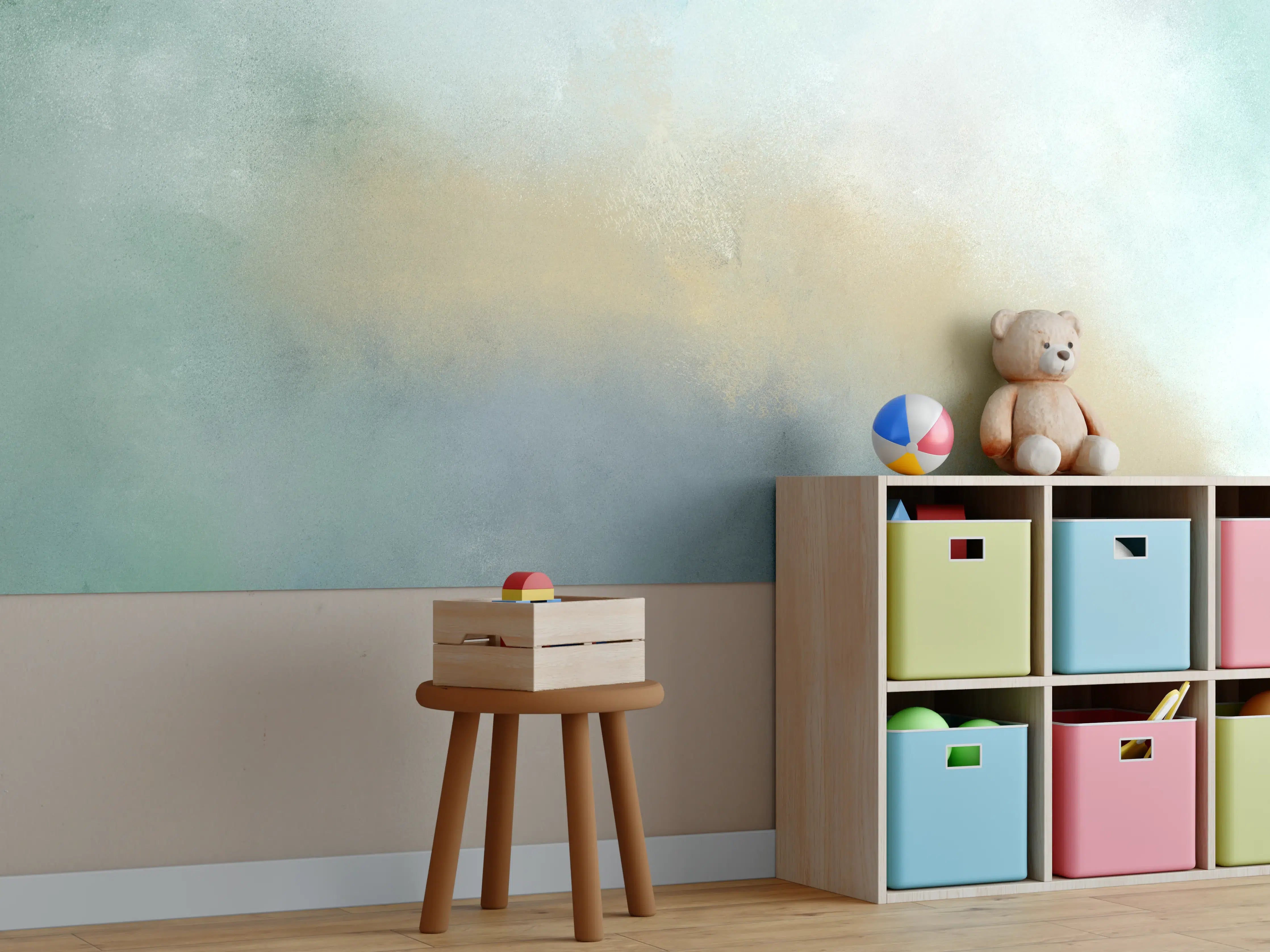 Kinderzimmer Wandgestaltung - Sanfte Wasserfarben im Aquarellstil