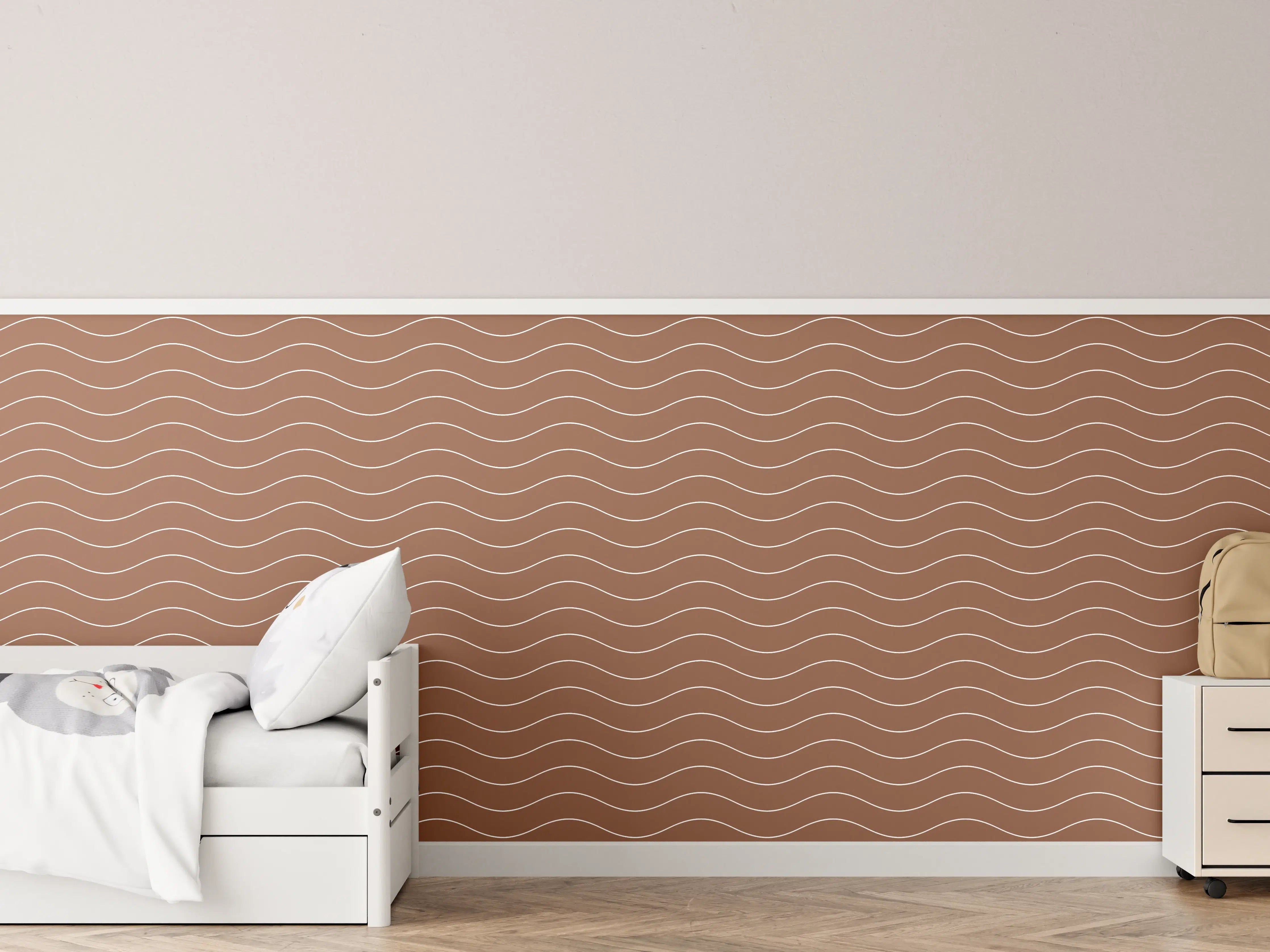 Kinderzimmer Wandgestaltung - Sanfte Wellen in Braun