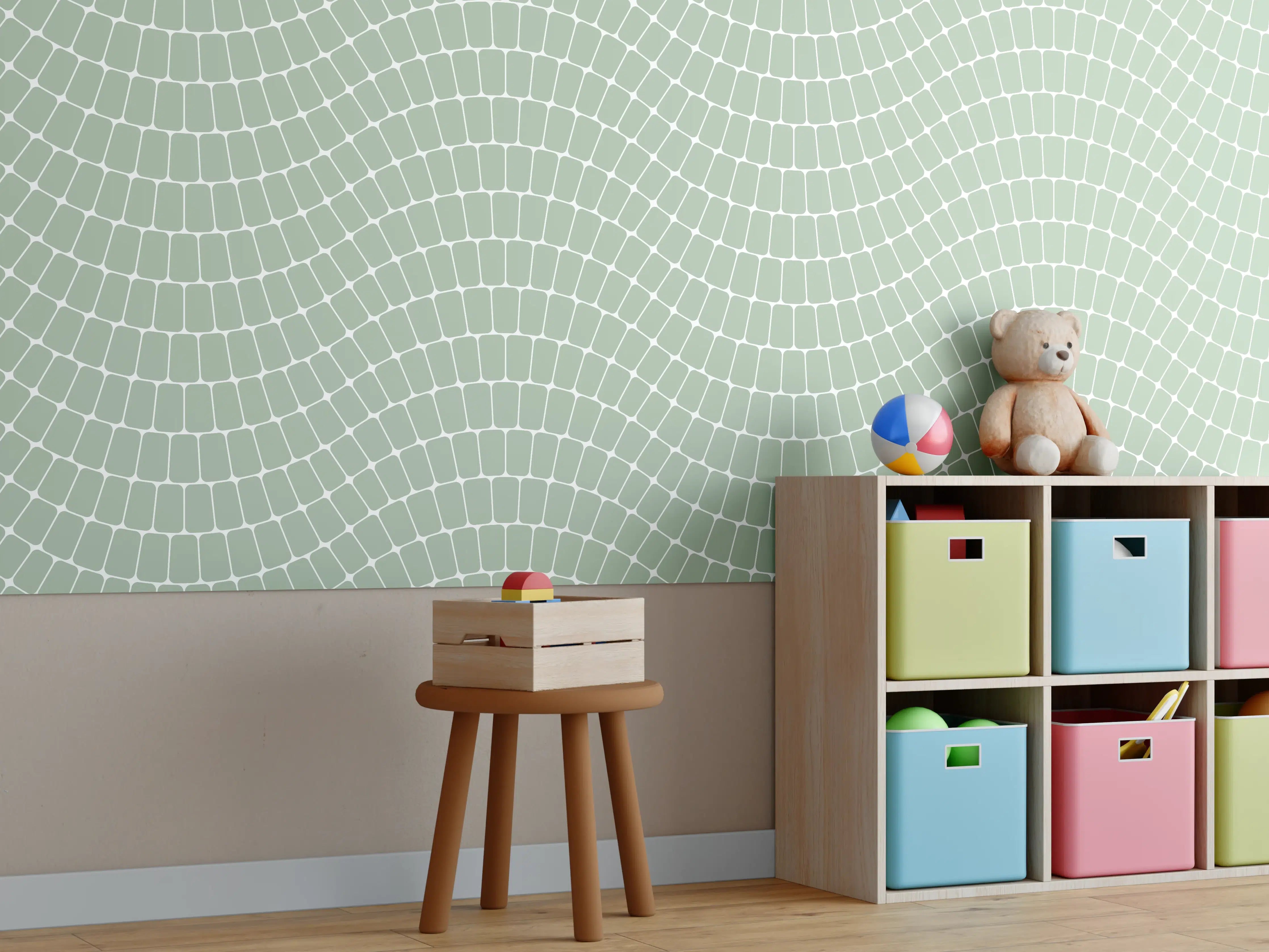 Kinderzimmer Wandgestaltung - Sanfte Wellen in Grün